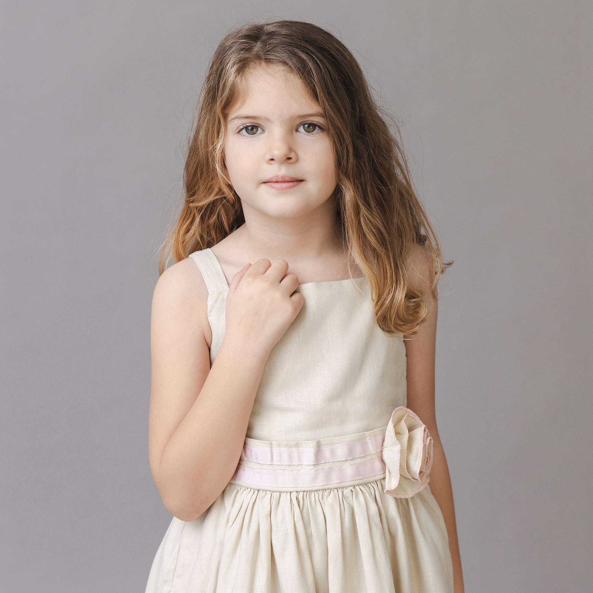 Linen Cami Rosette Dress