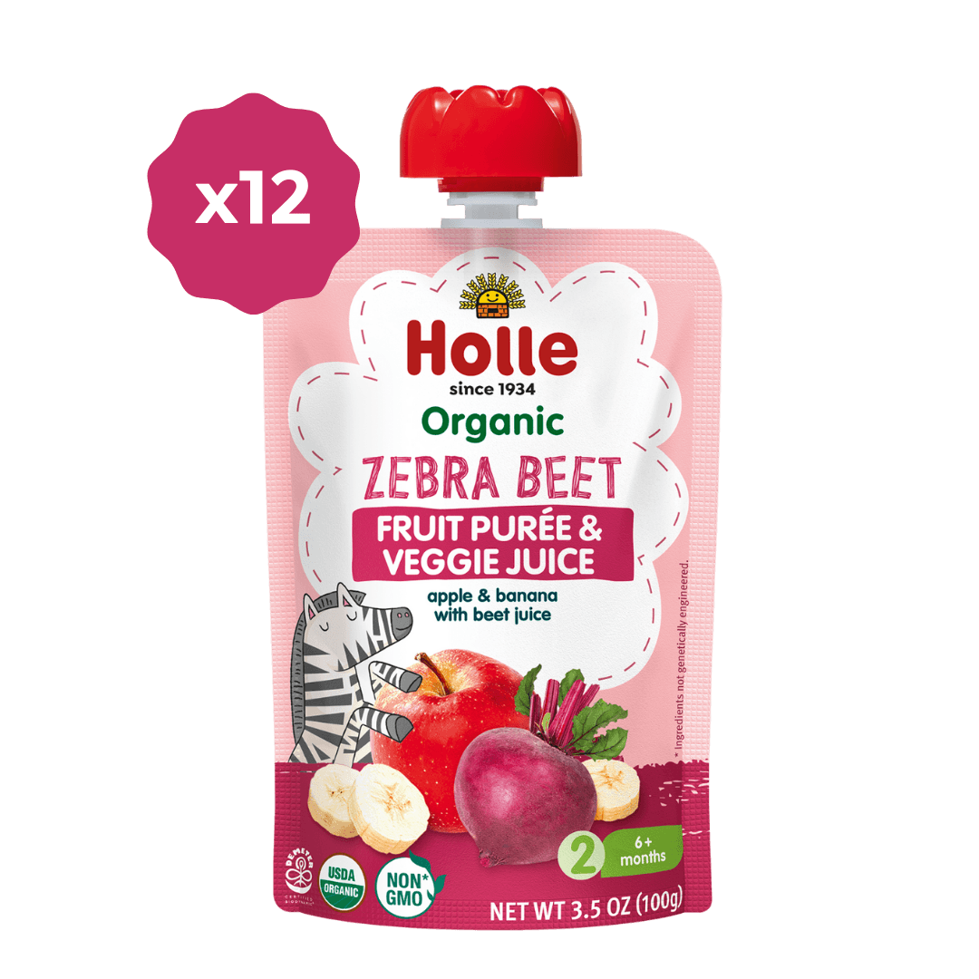 Holle Baby Food Pouches - Organic Fruit & Veggie Puree - Zebra Beet