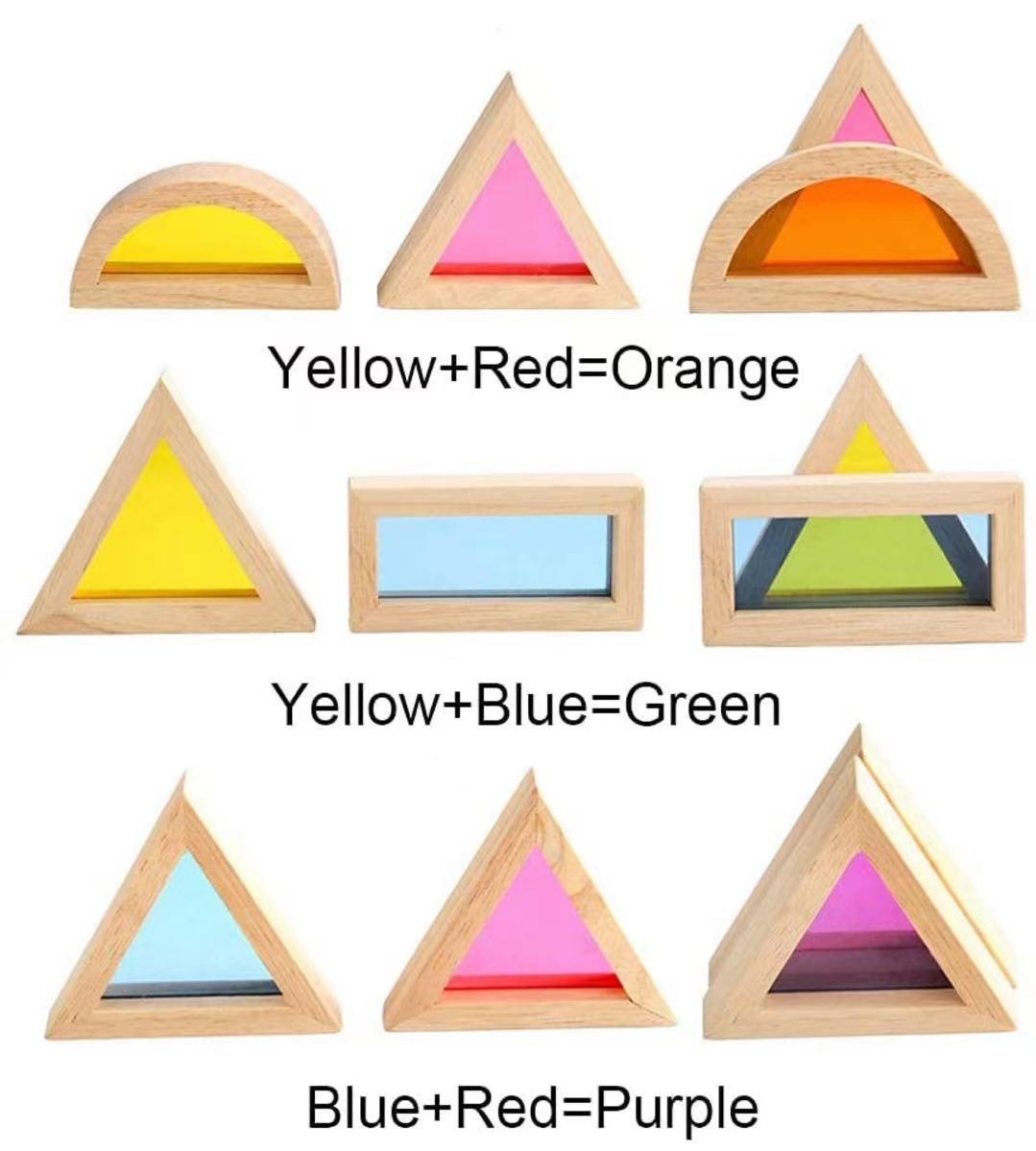 **Pre-order (Ships in 2-3 Weeks)**24 Pcs Rainbow Acrylic Sensory Wooden Building Blocks