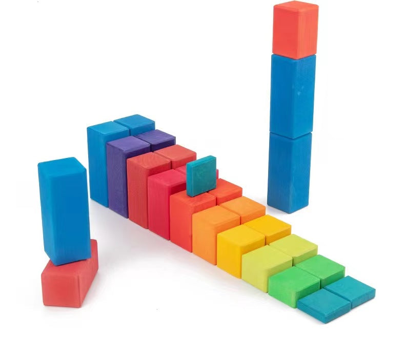 **Pre-order (Ships in 2-3 Weeks)**100 Pcs STAINED Large Stepped Counting Wooden Stacking Blocks