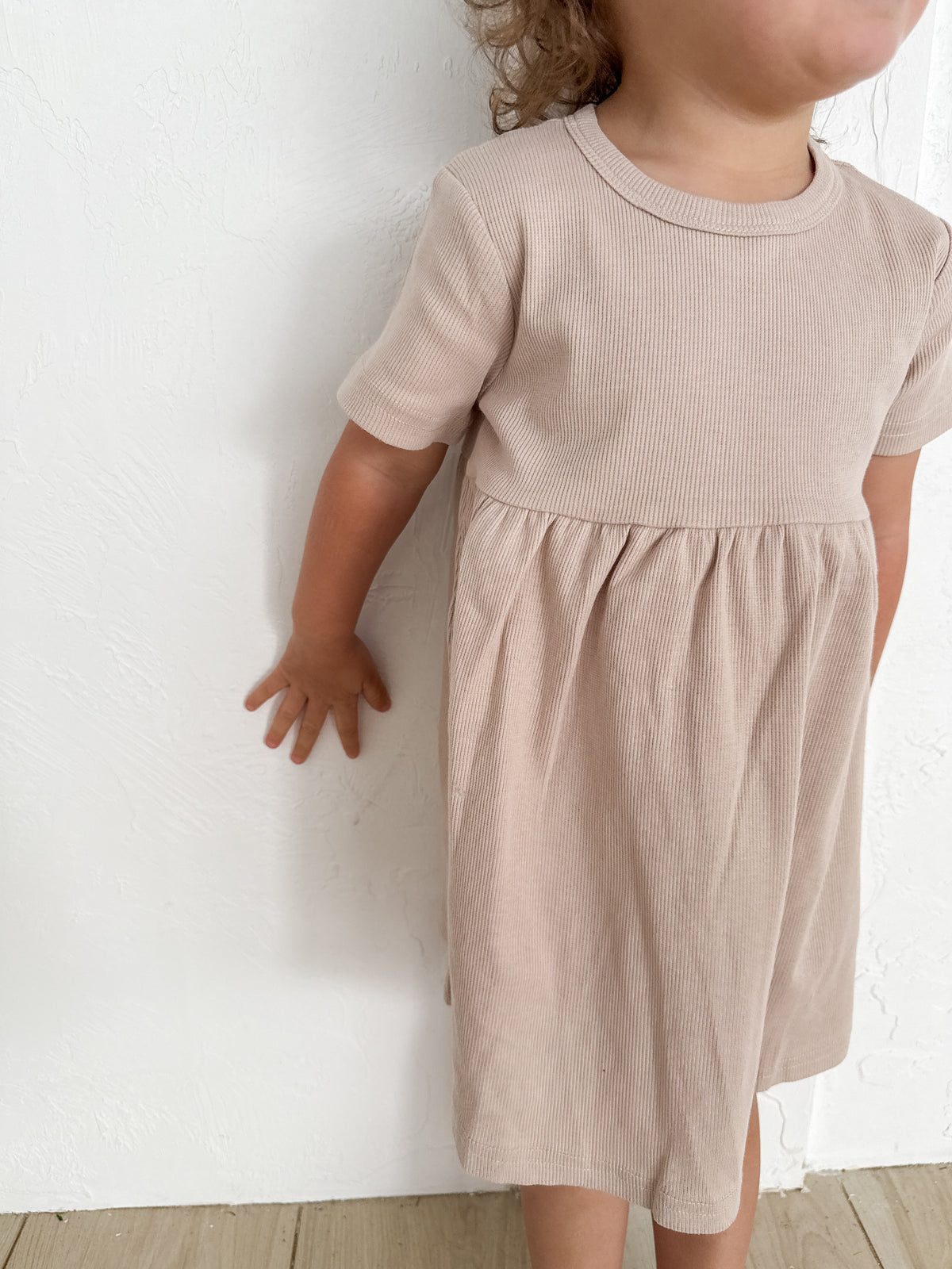 Ribbed Short Sleeve Organic Cotton Dress