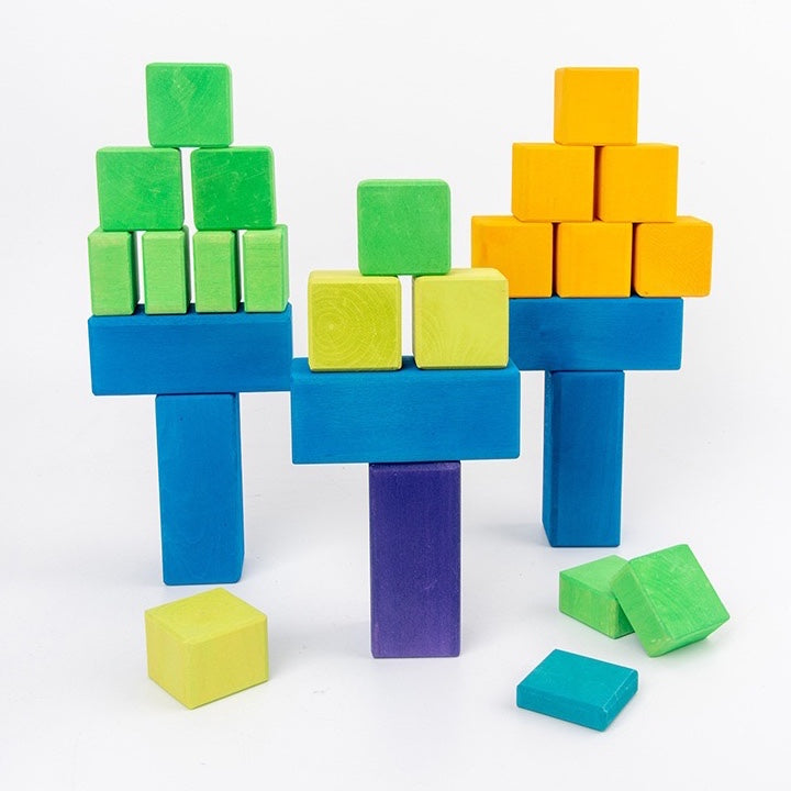**Pre-order (Ships in 2-3 Weeks)**100 Pcs STAINED Large Stepped Counting Wooden Stacking Blocks