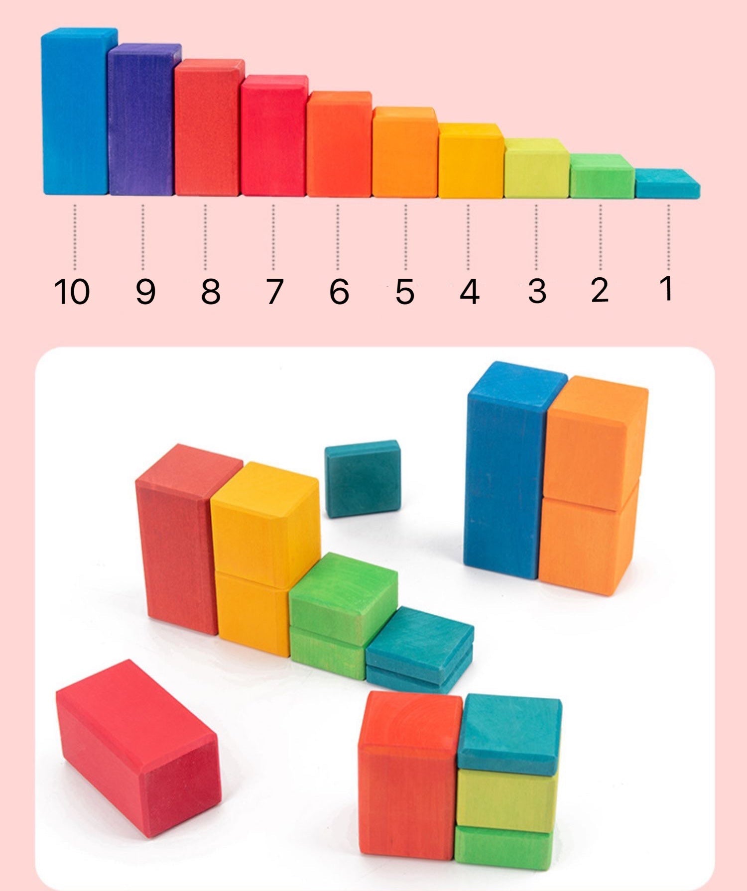**Pre-order (Ships in 2-3 Weeks)**100 Pcs STAINED Large Stepped Counting Wooden Stacking Blocks