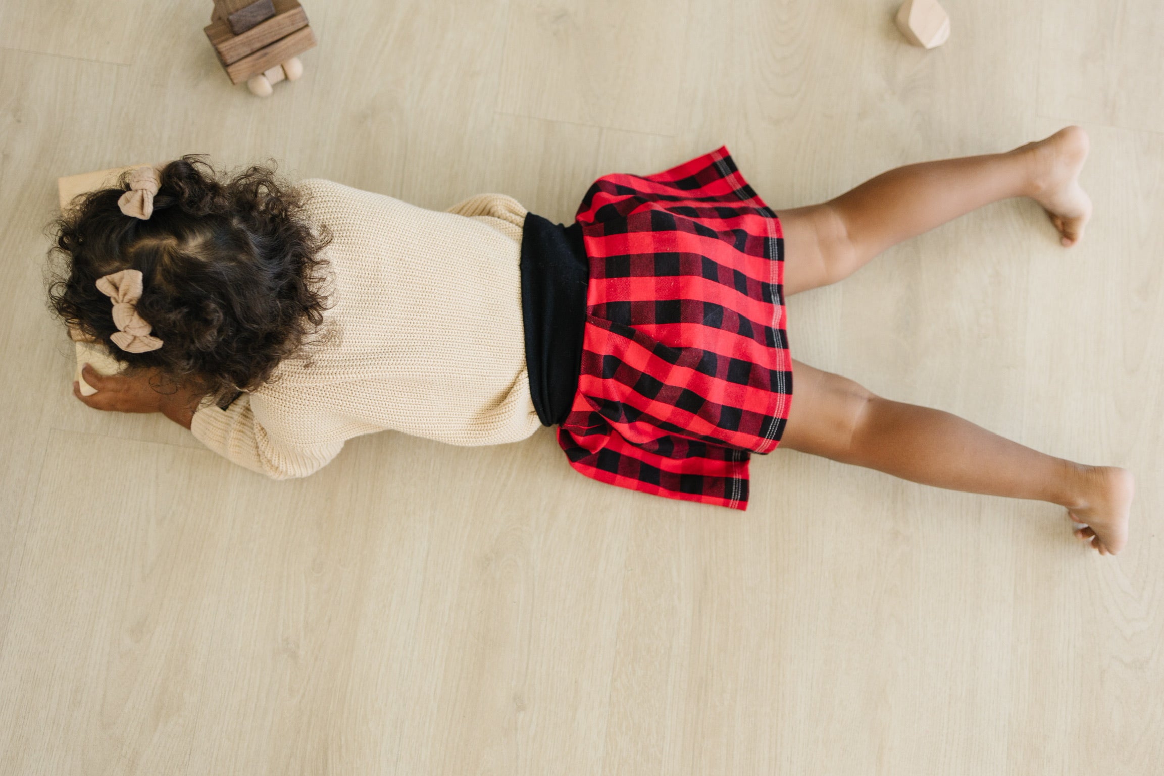 Red & Black Check Skirt - black waistband Skirt doodle & jack