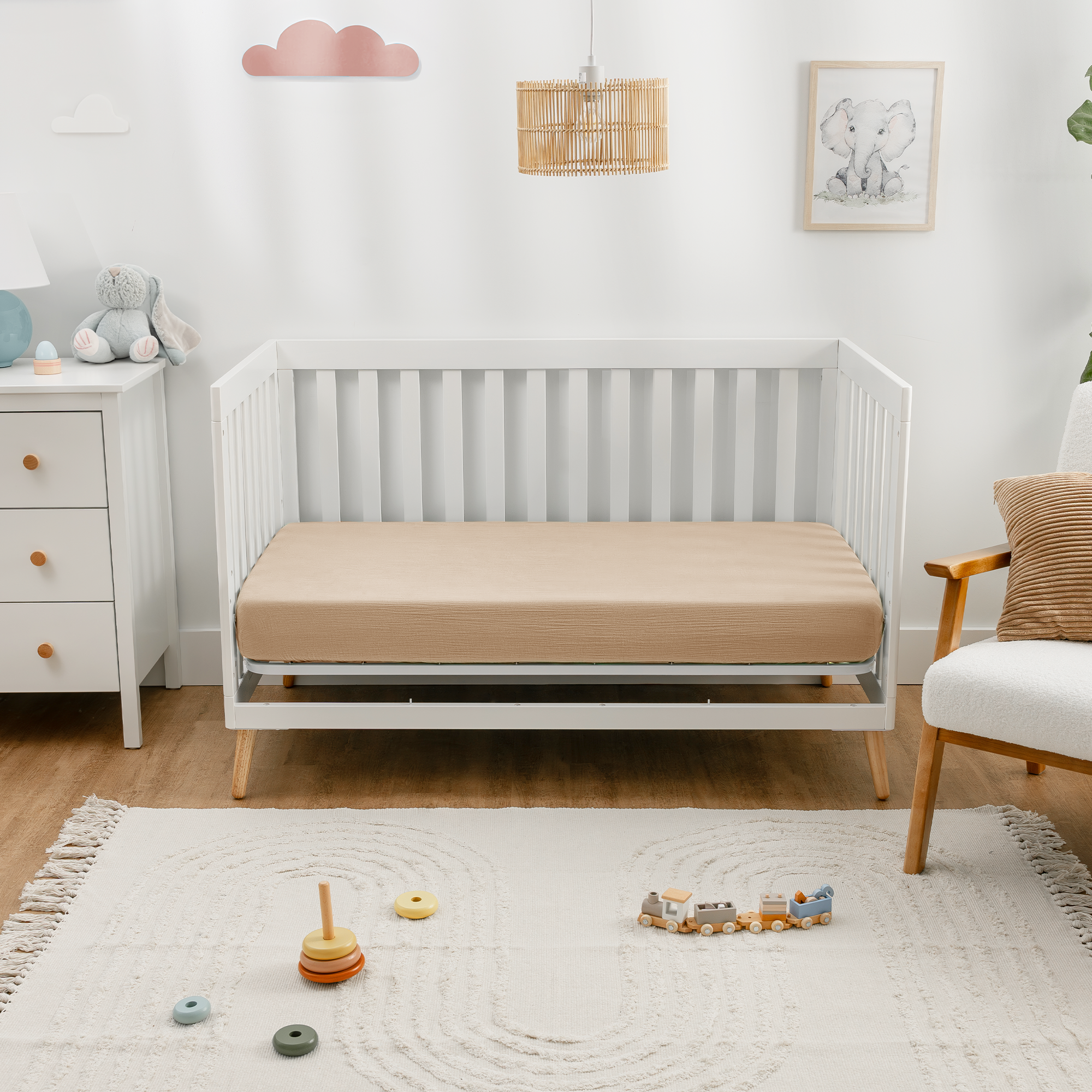 Muslin Fitted Crib Sheets, 2 Pack in Cedar and Cream