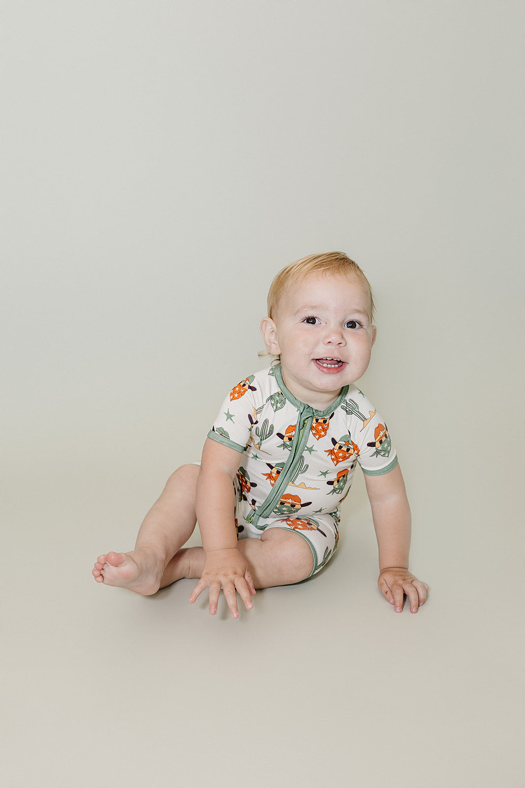 Bamboo Shorty Romper | Smiley Cowboy