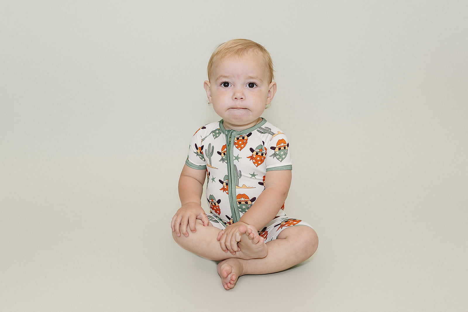 Bamboo Shorty Romper | Smiley Cowboy