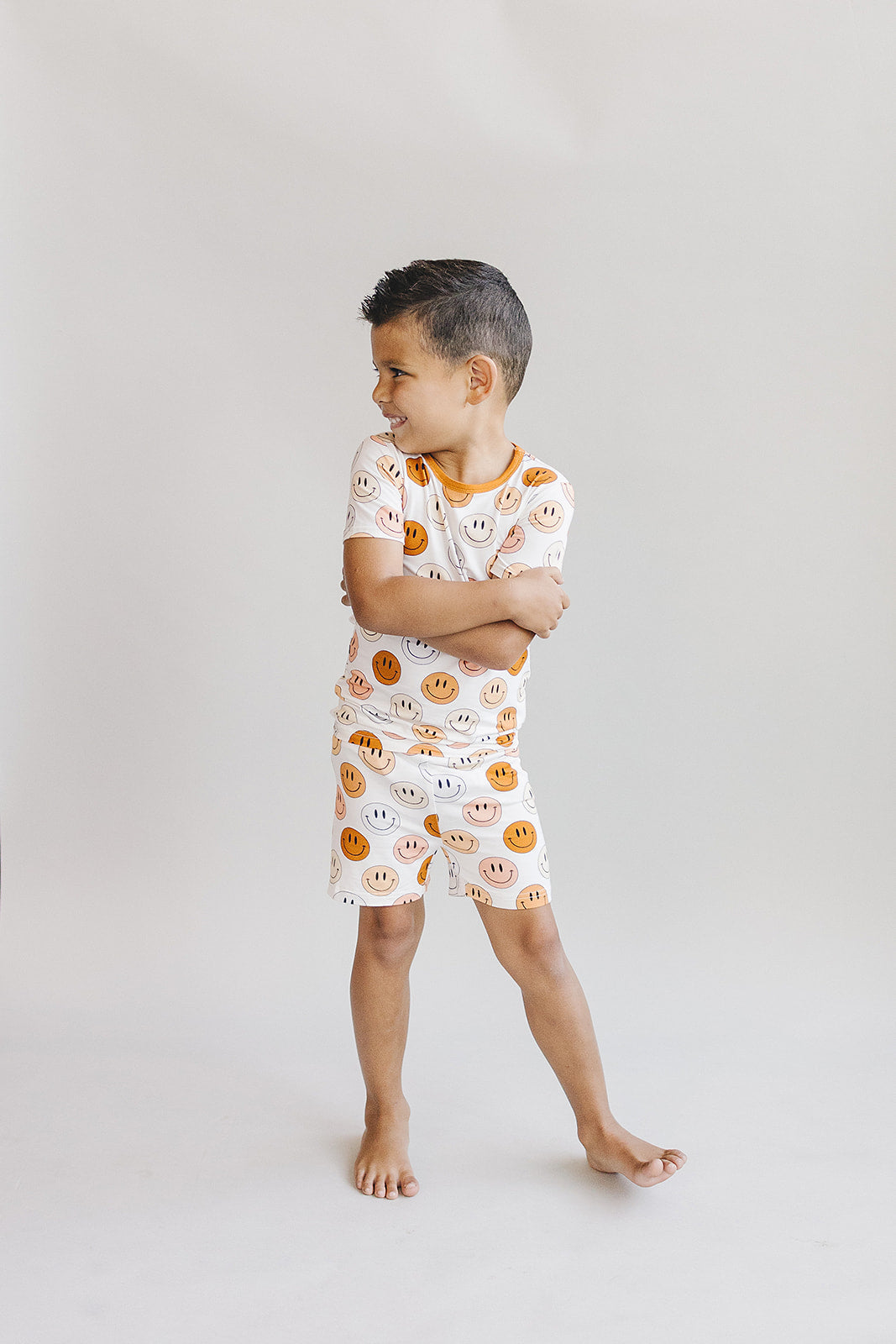 Smiley Bamboo Two Piece Shorts Set | Copper
