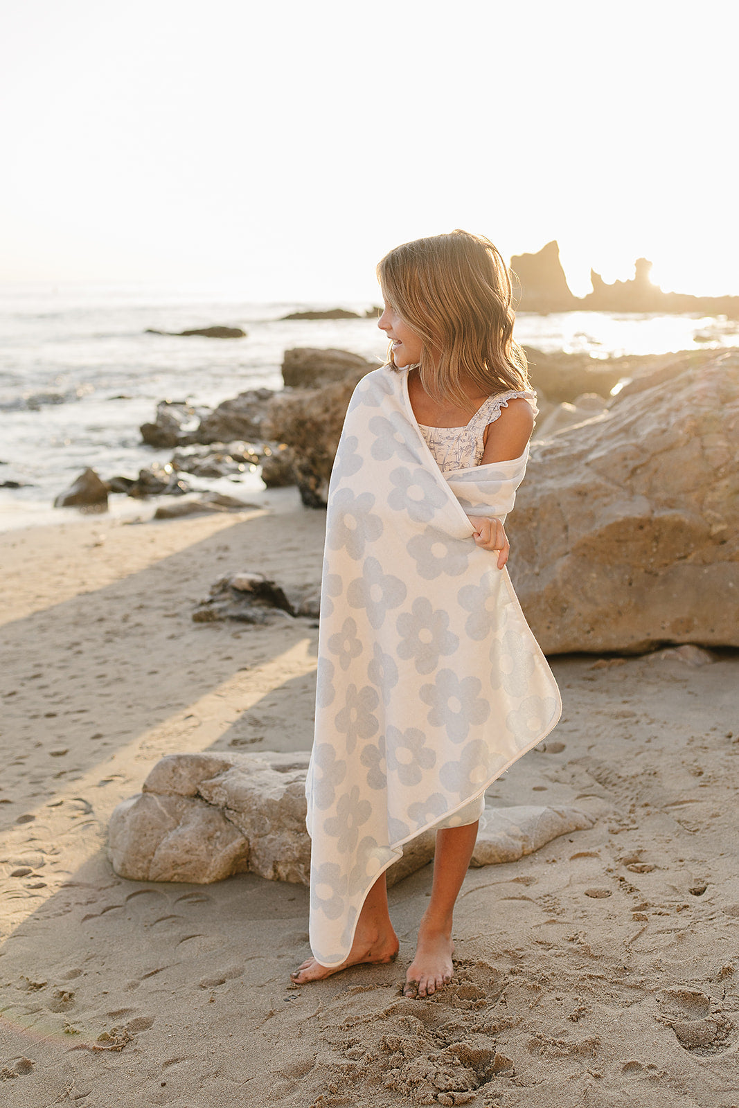 Coastal Floral Organic Cotton Beach Towel