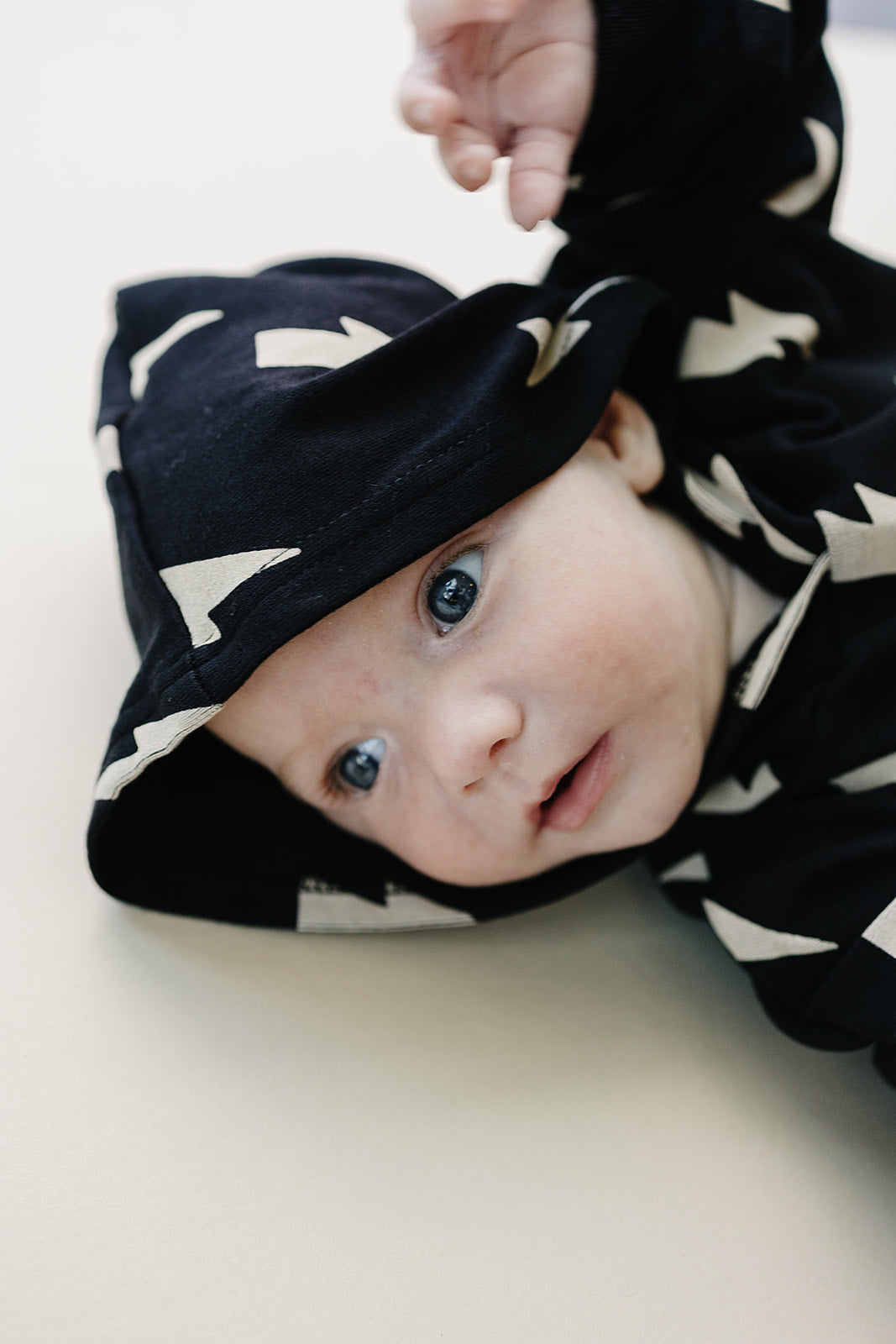 Hooded Bubble Romper | Black Bolts