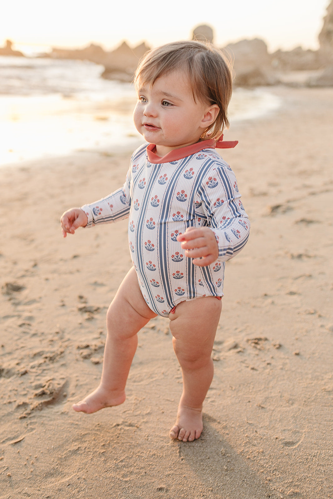 Block Print Floral One Piece Swimsuit