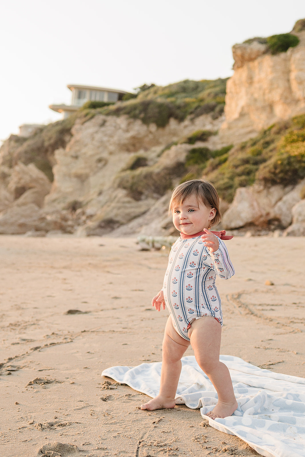 Block Print Floral One Piece Swimsuit