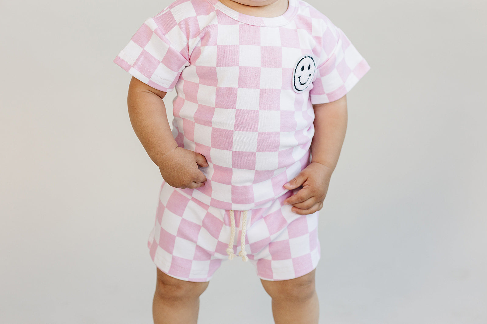 Checkered Shorts Set | Pink