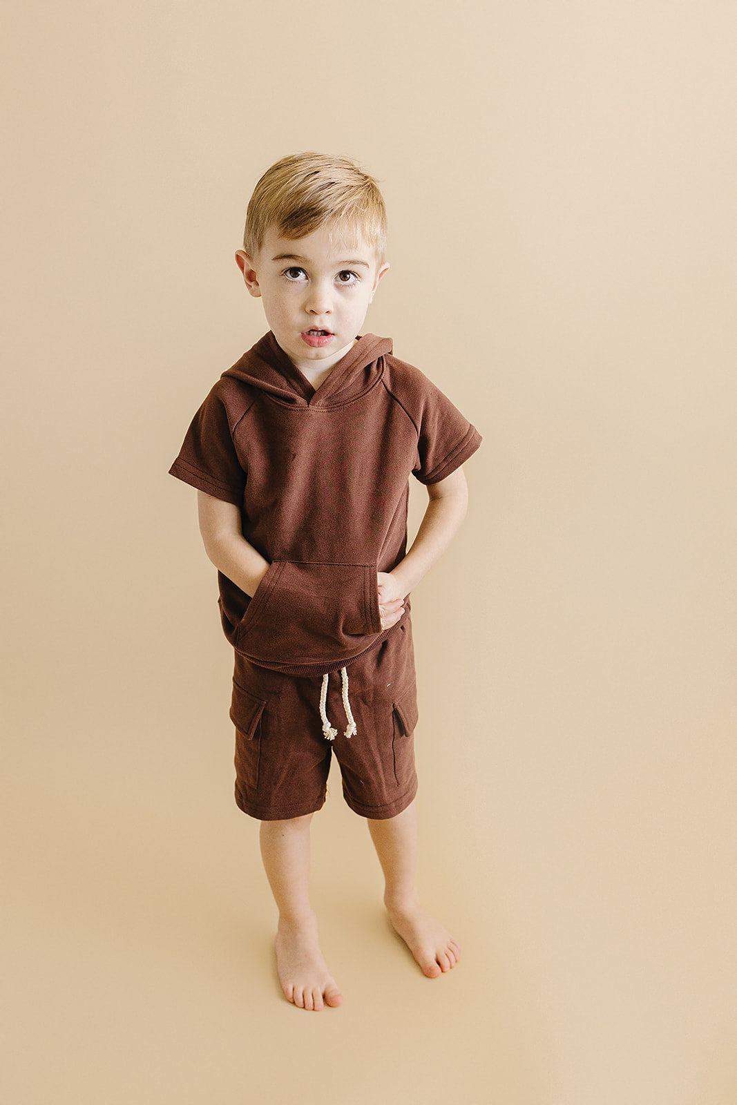 Terry Cargo Shorts Set | Chocolate