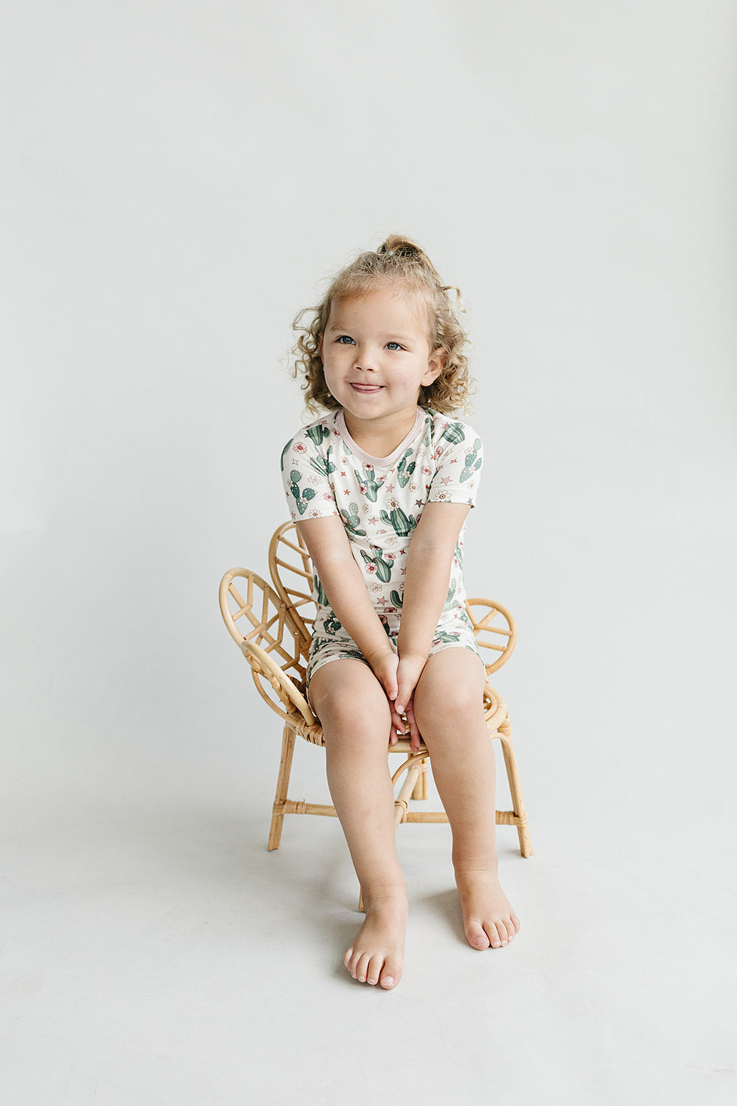 Bamboo Two Piece Shorts Set | Cactus Flowers