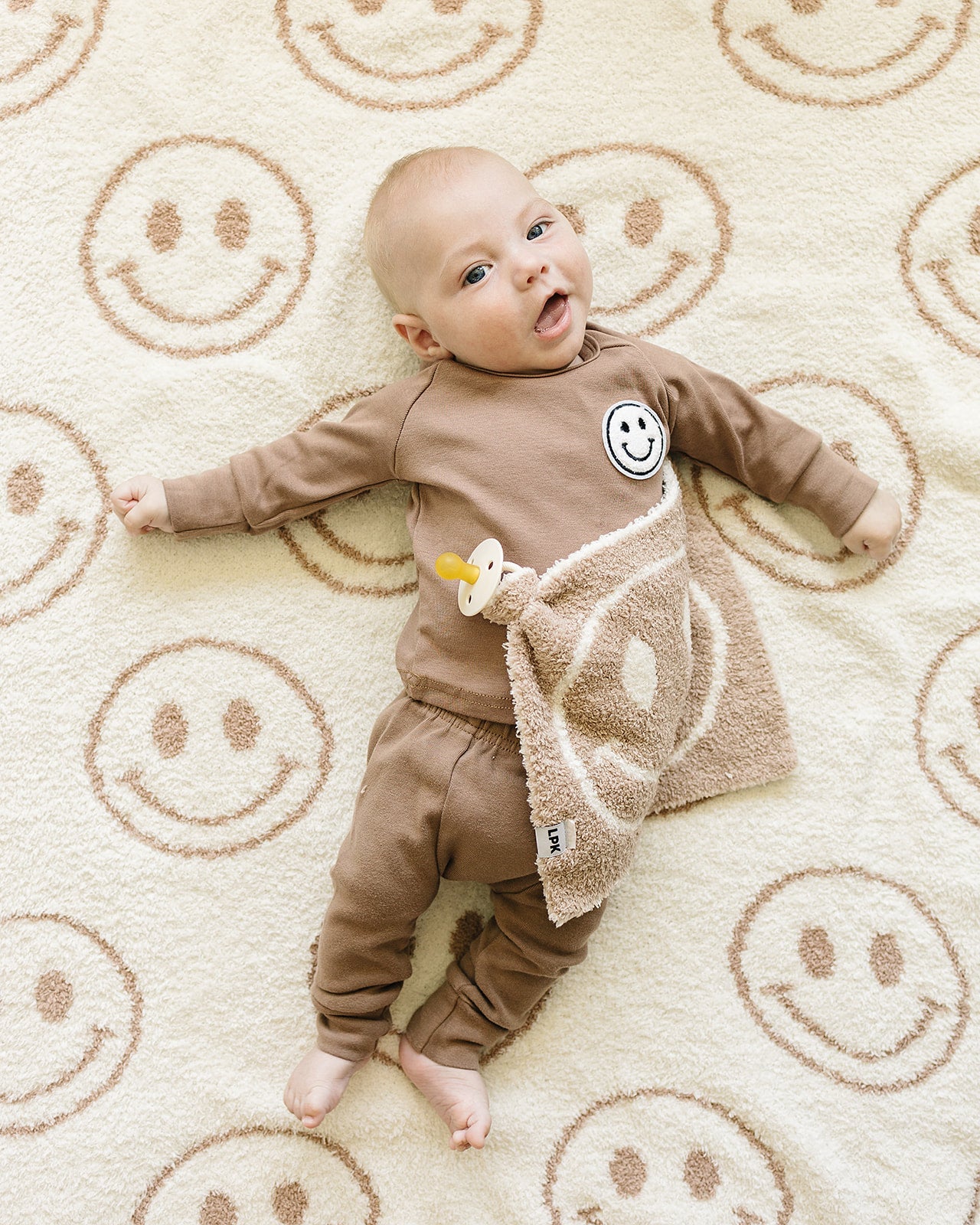 Smiley Plush Lovey | Latte