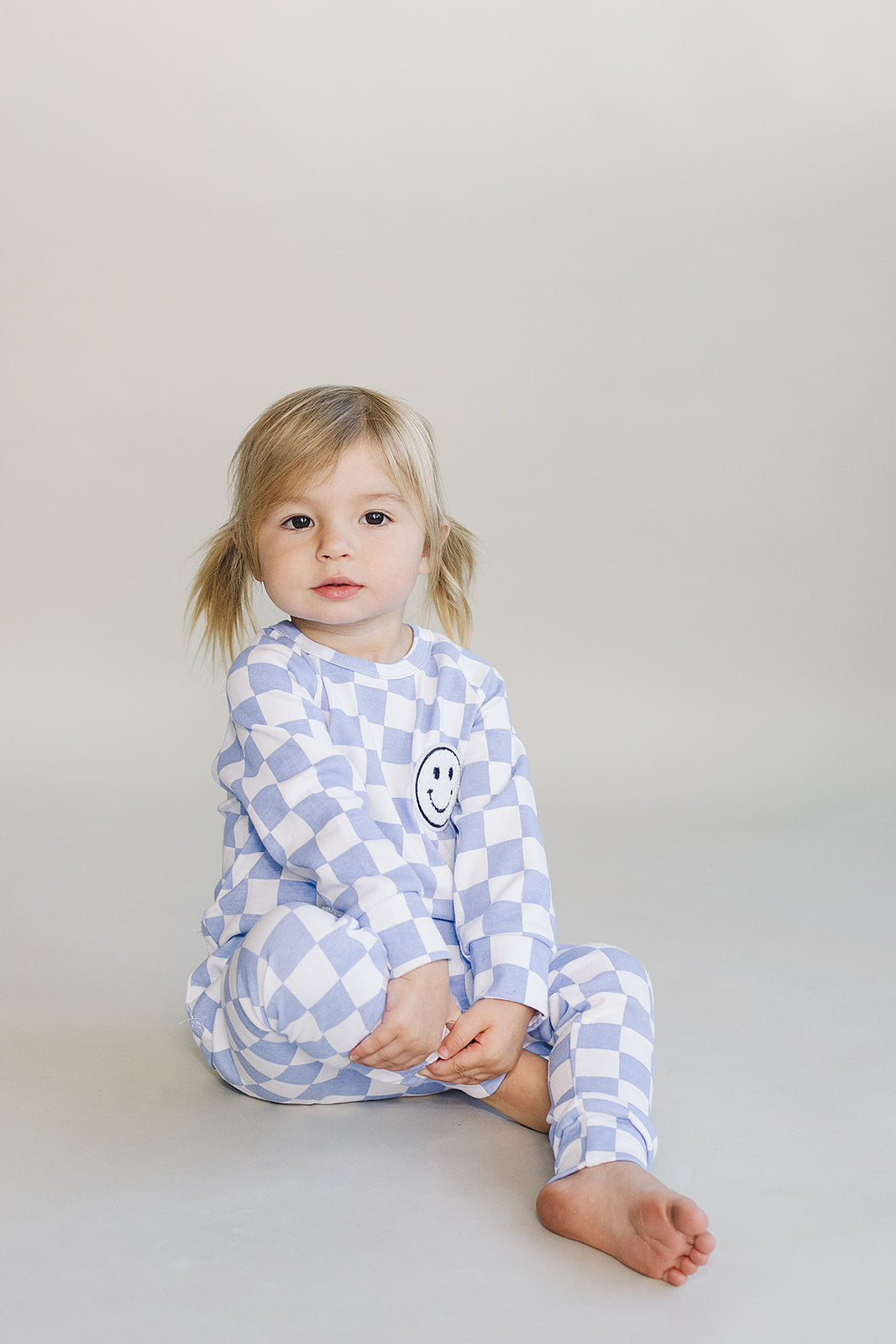 Checkered Smiley Lounge Set | Blue
