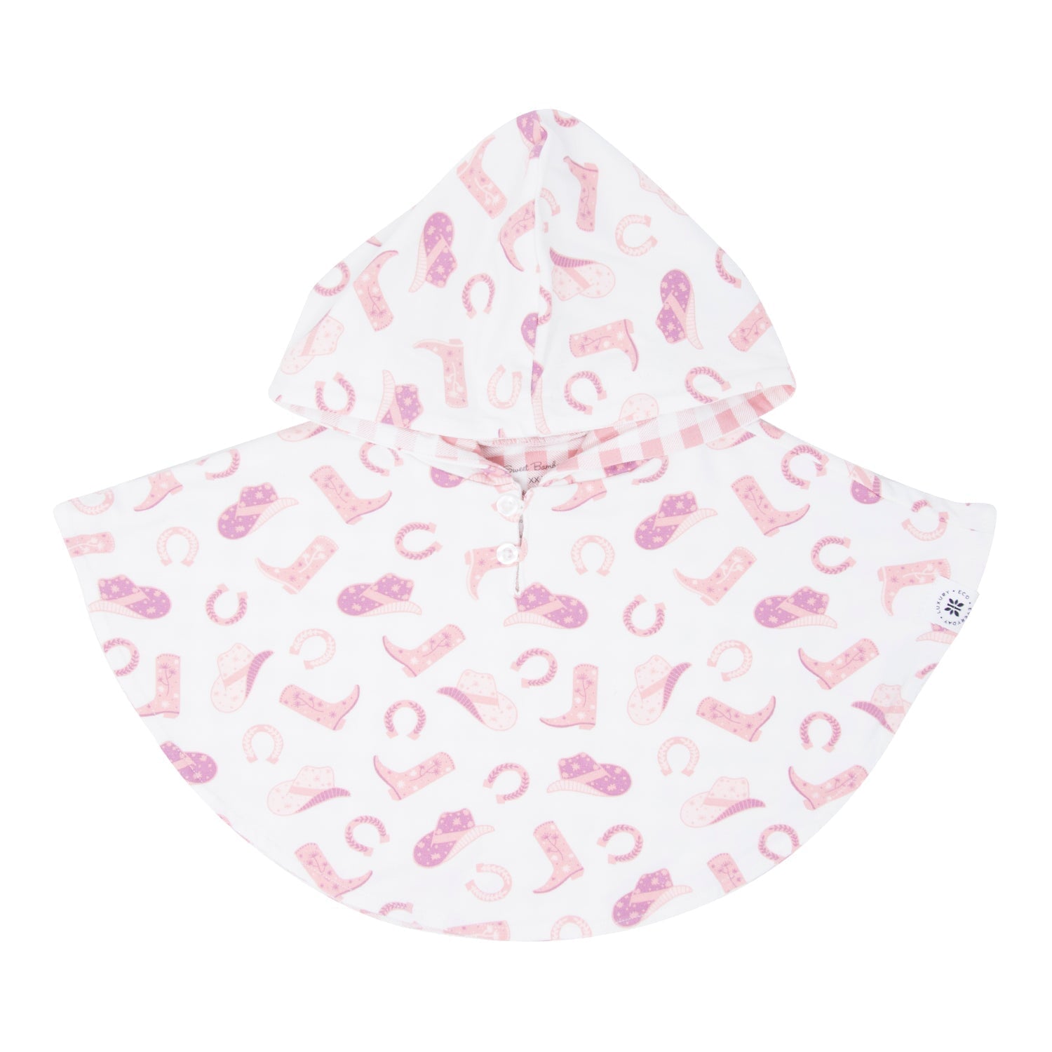 Hooded Poncho - Cowgirl Boots/Pink Gingham