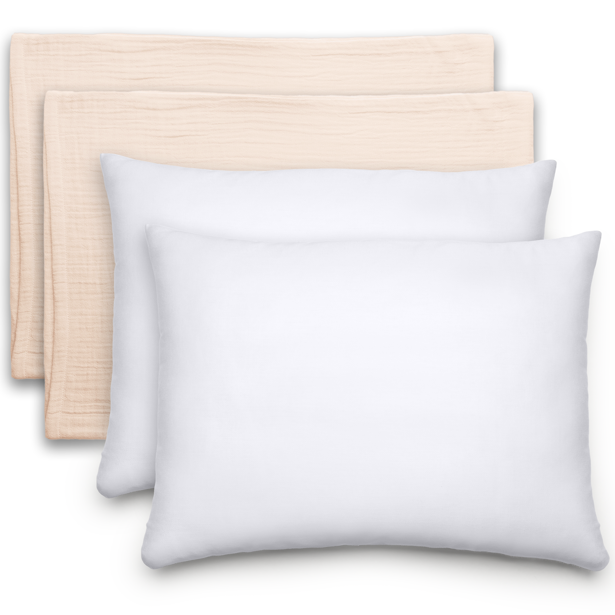 Toddler Pillows with Soft Muslin Pillow Case in Cream