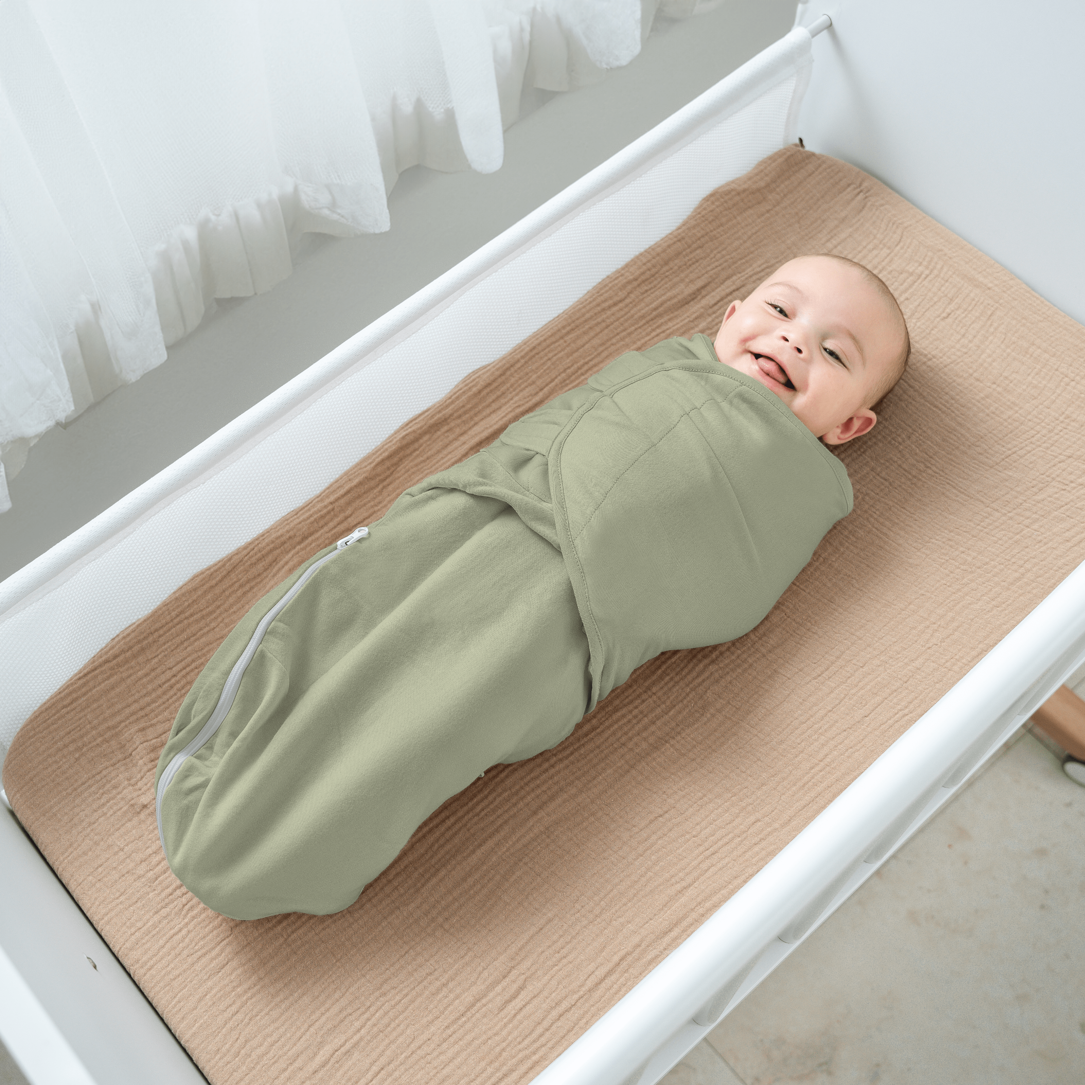 Easy Swaddle Blankets with Zipper in Stone, Pacific Blue, Sage