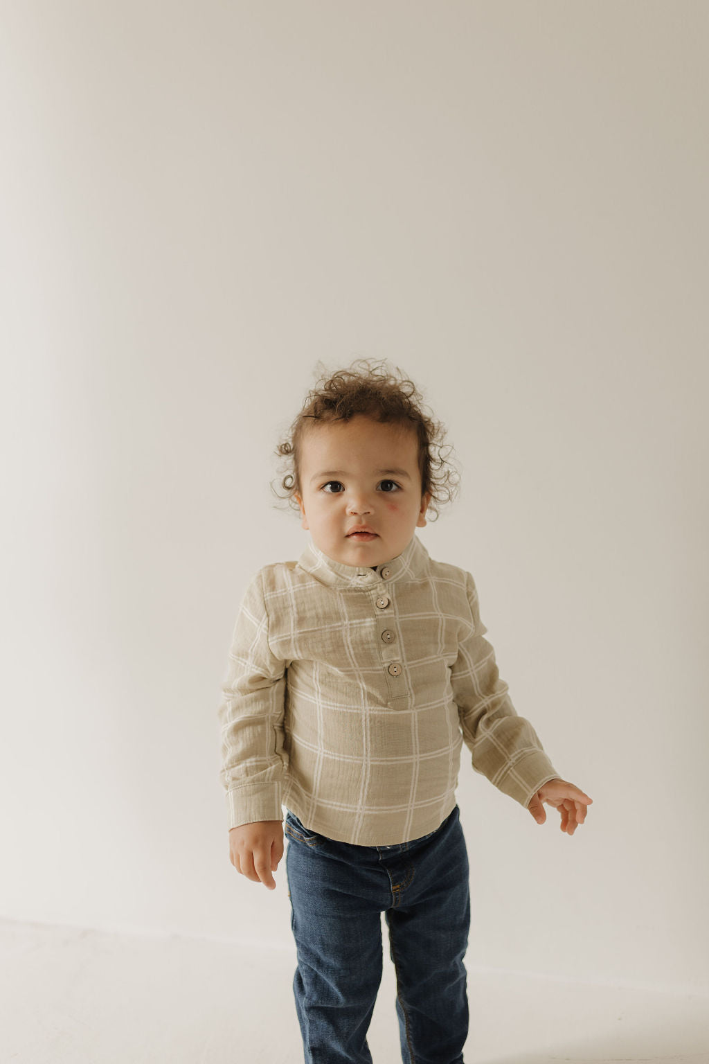 Muslin Button Up | Linen Grid