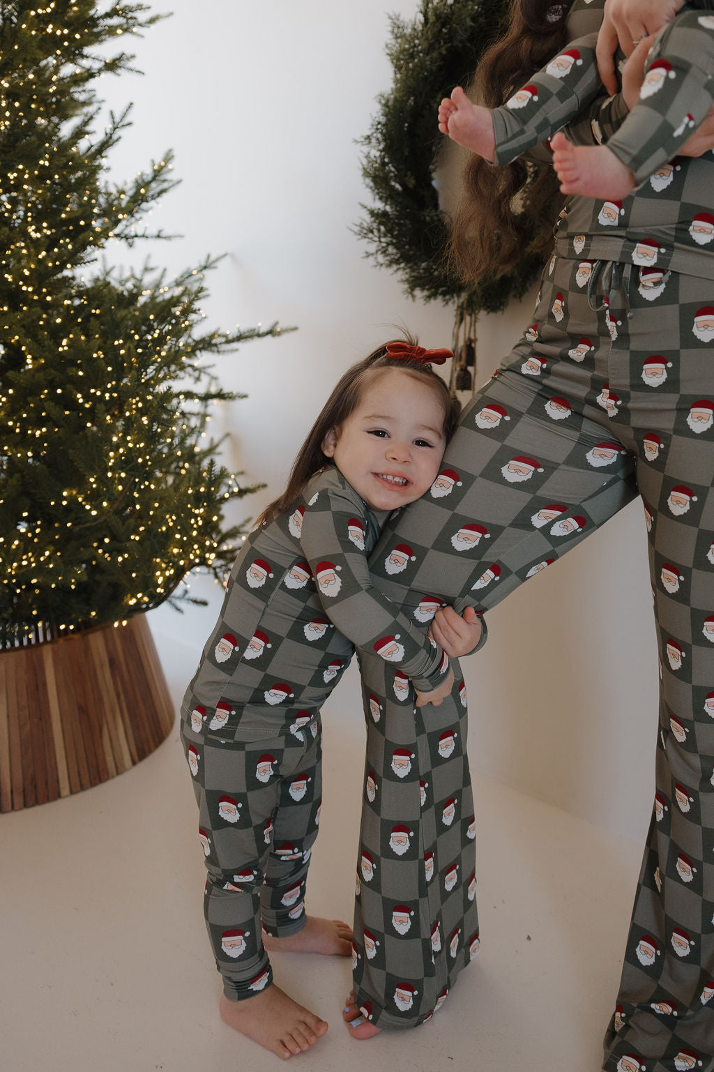 Bamboo Two Piece Pajamas | Santa Checkerboard