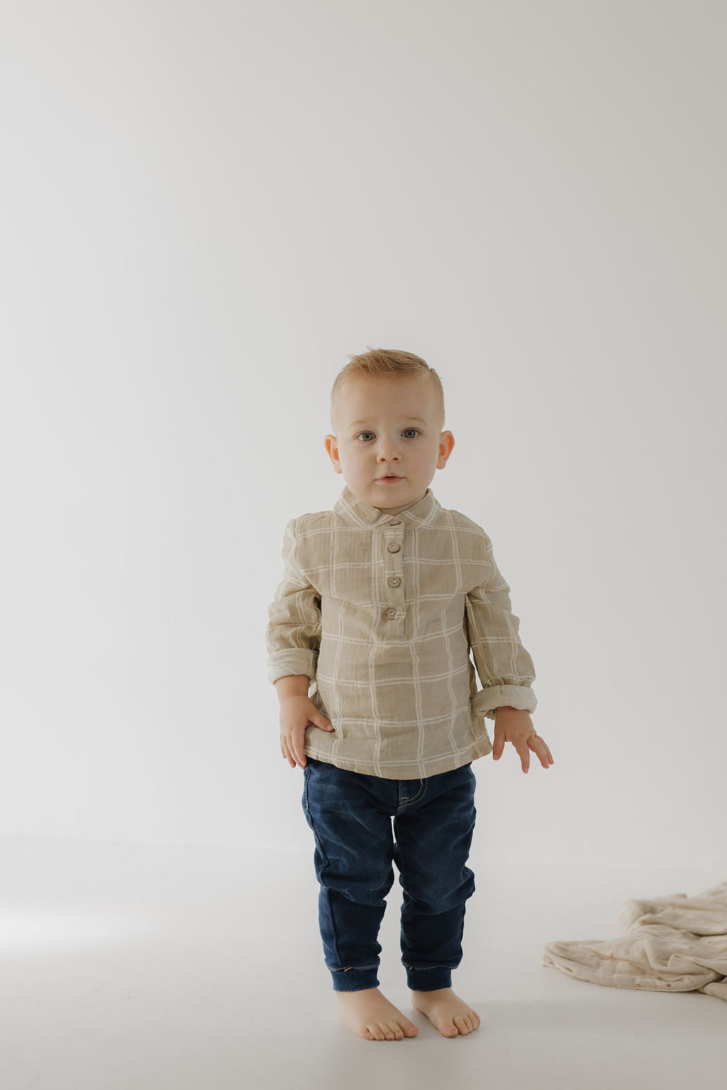 Muslin Button Up | Linen Grid
