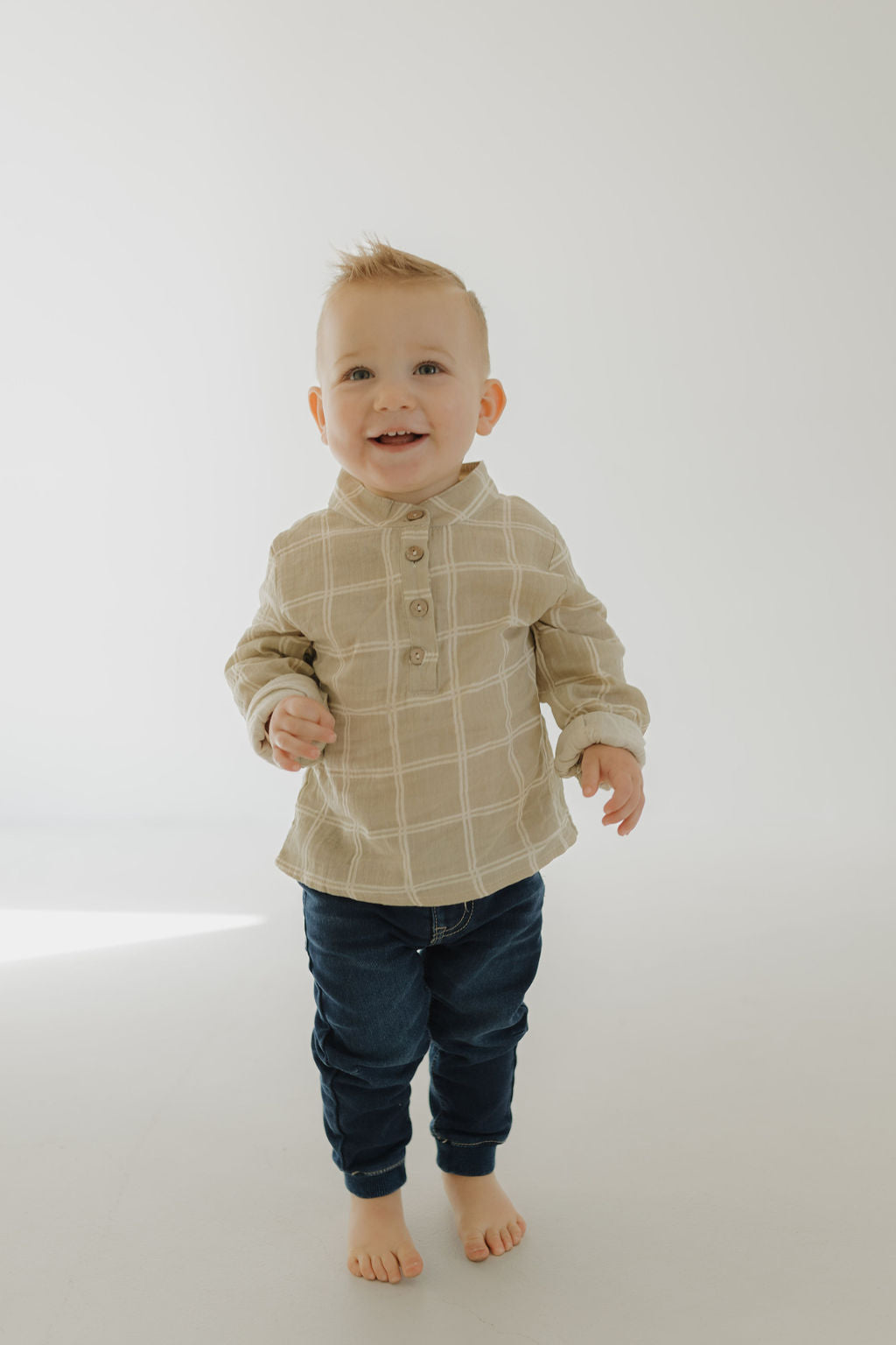 Muslin Button Up | Linen Grid