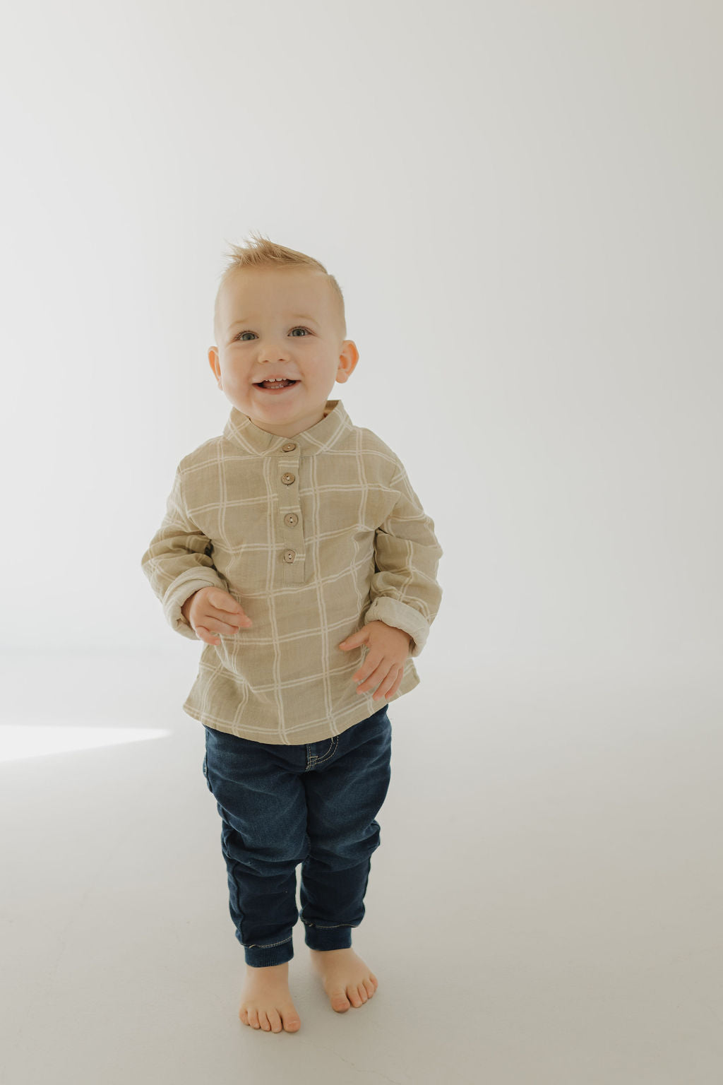 Muslin Button Up | Linen Grid