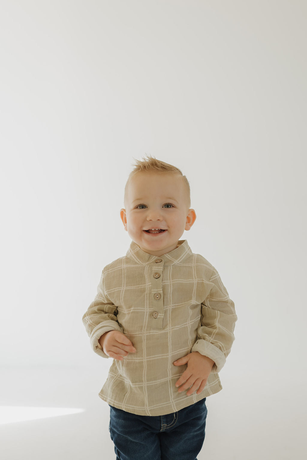 Muslin Button Up | Linen Grid