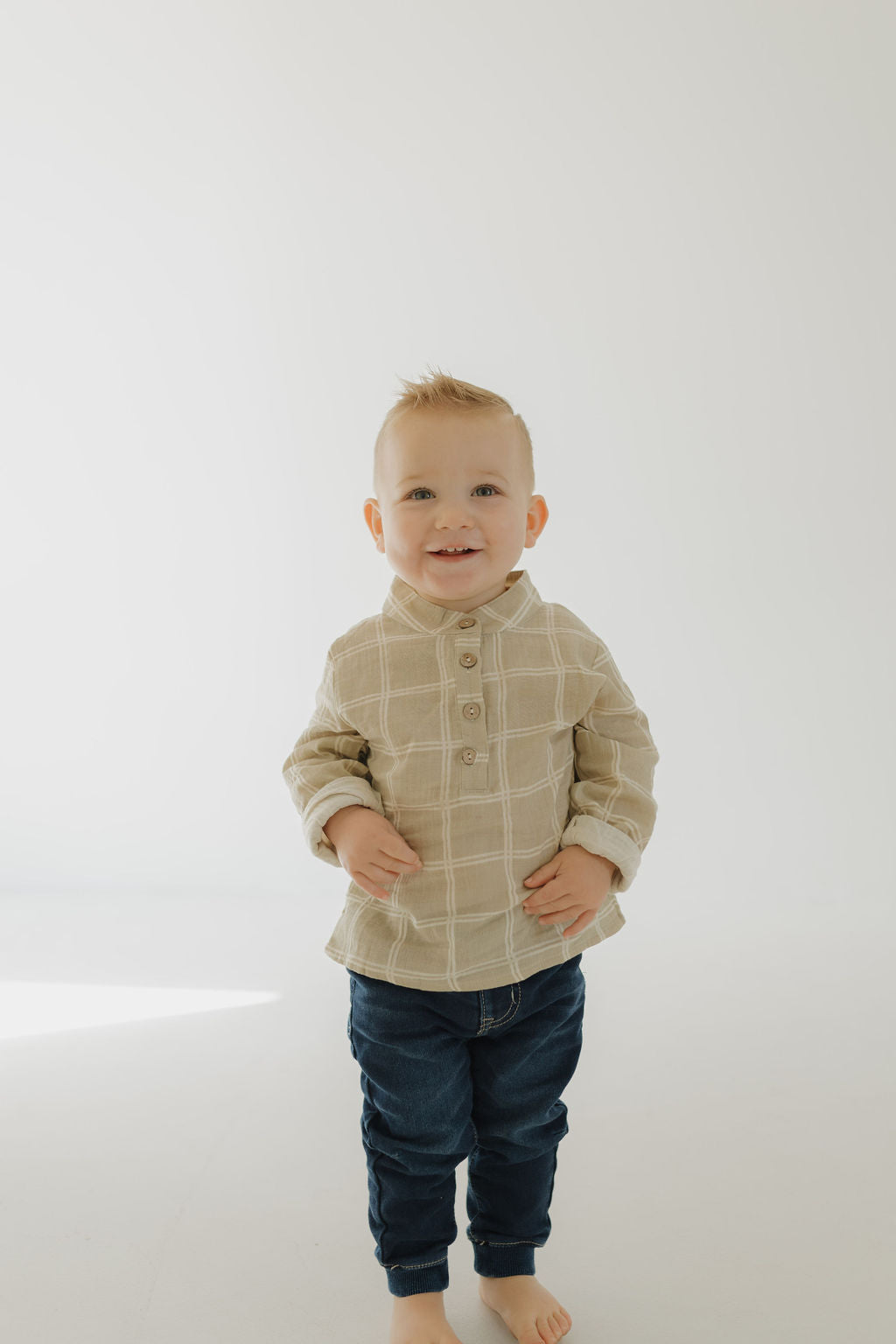 Muslin Button Up | Linen Grid