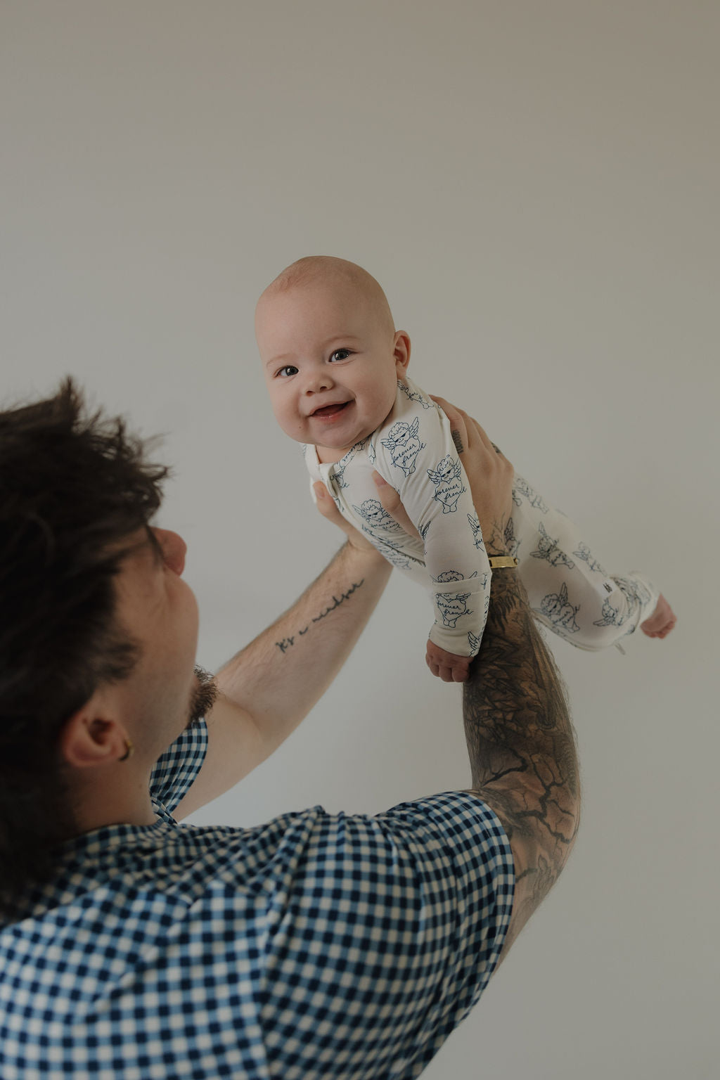 Men's Short Sleeve Pajamas | Blue Gingham