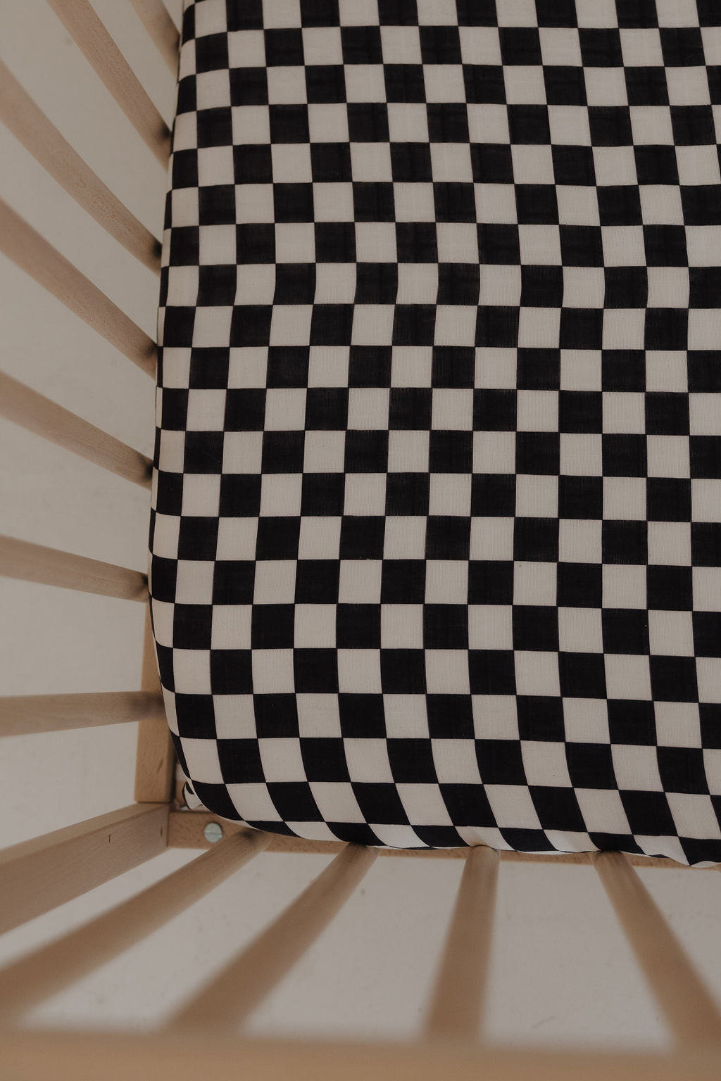 Muslin Crib Sheet | Black & White Checkerboard