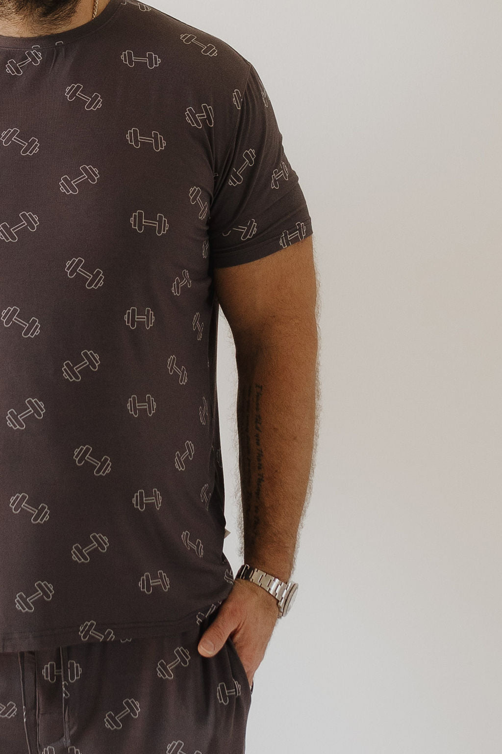 Men's Bamboo Short Sleeve Pajama | Charcoal Arm Day