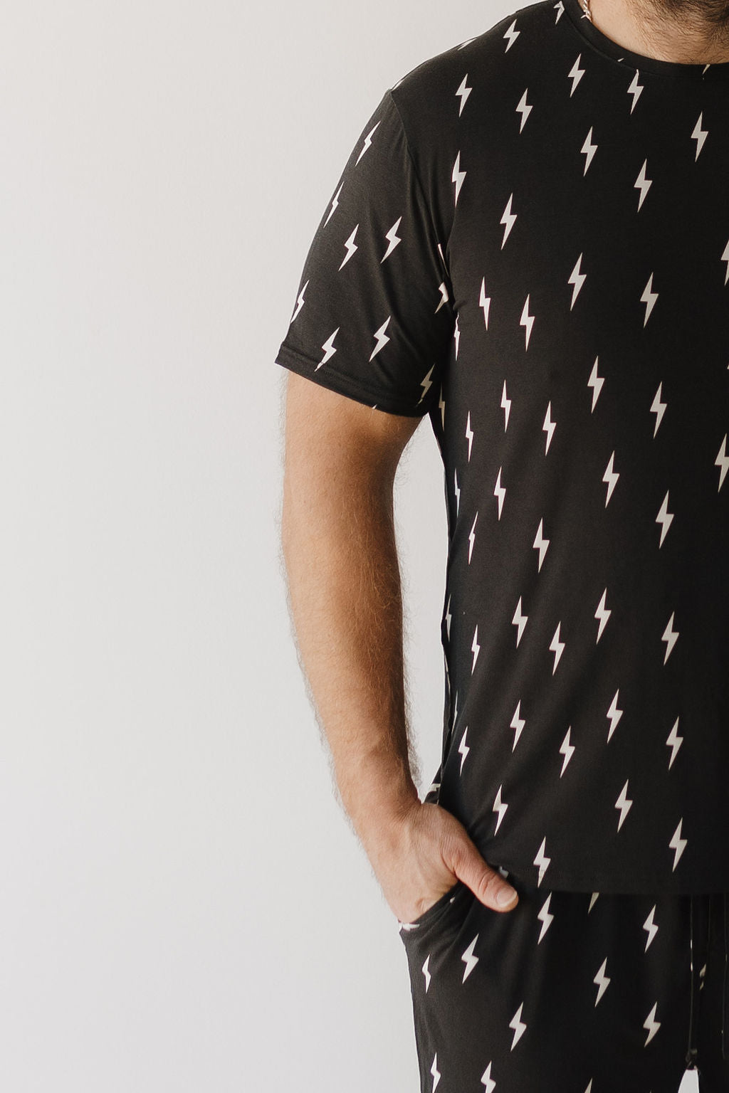 Men's Bamboo Short Sleeve Pajama | Midnight Lightning Bolt