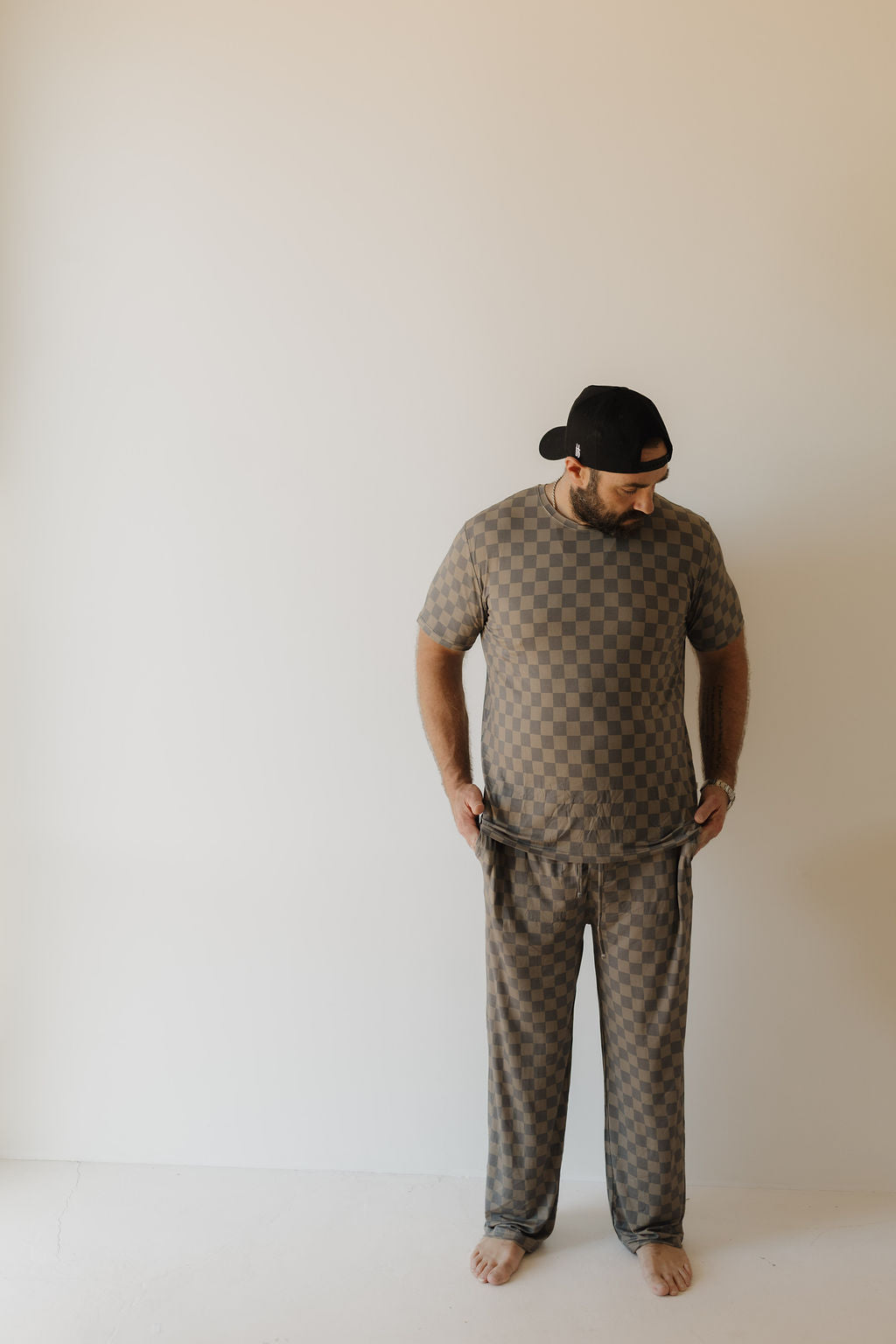 Men's Bamboo Short Sleeve Pajama | Faded Checkerboard