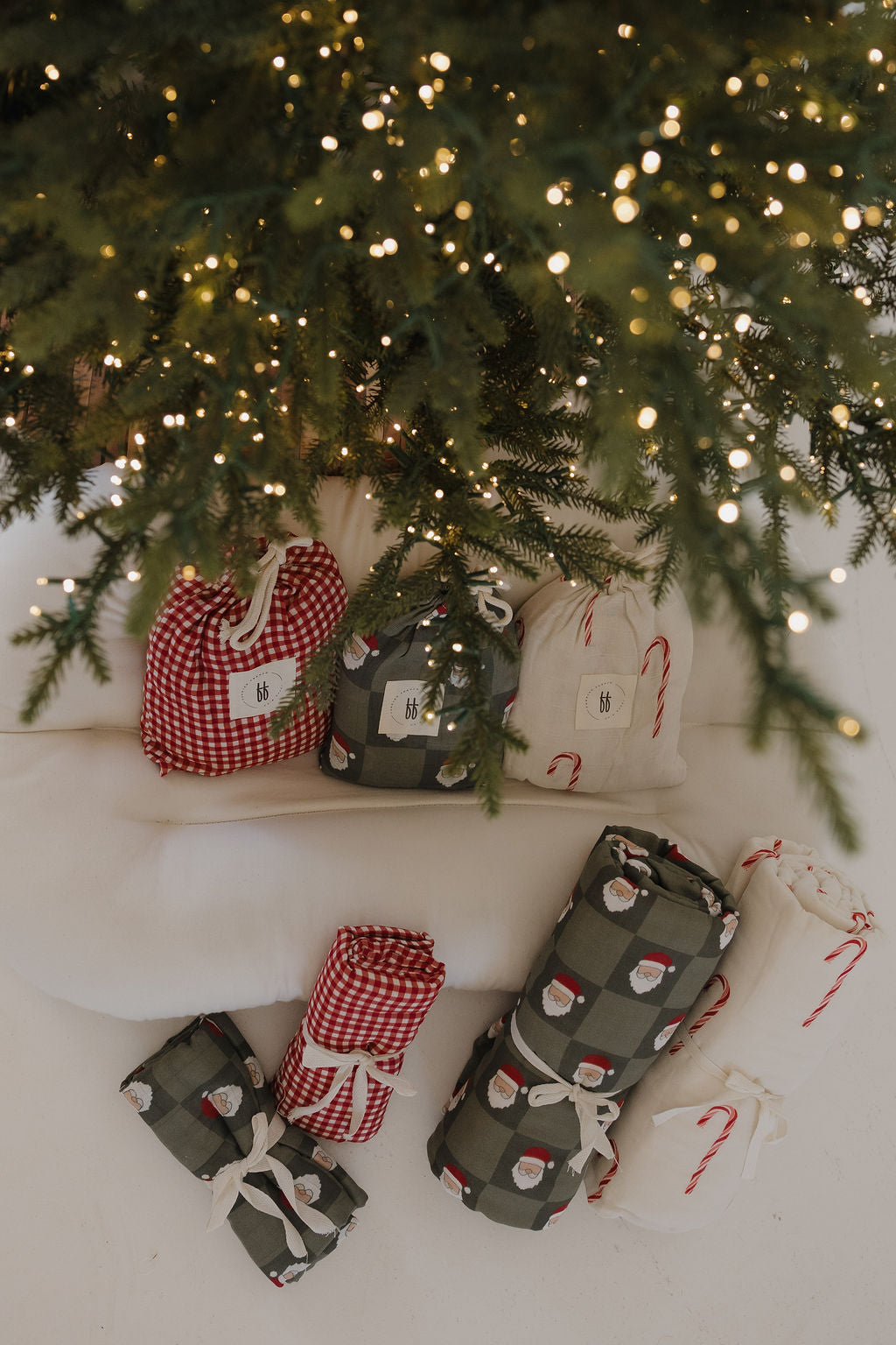 Muslin Crib Sheet | Santa Checkerboard