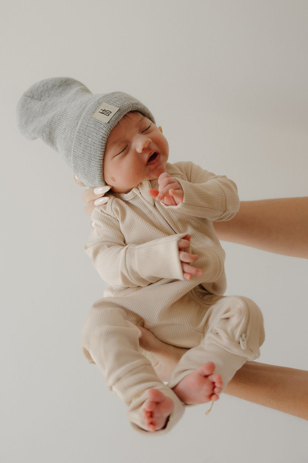 Bamboo Zip Pajamas | Ribbed Cream