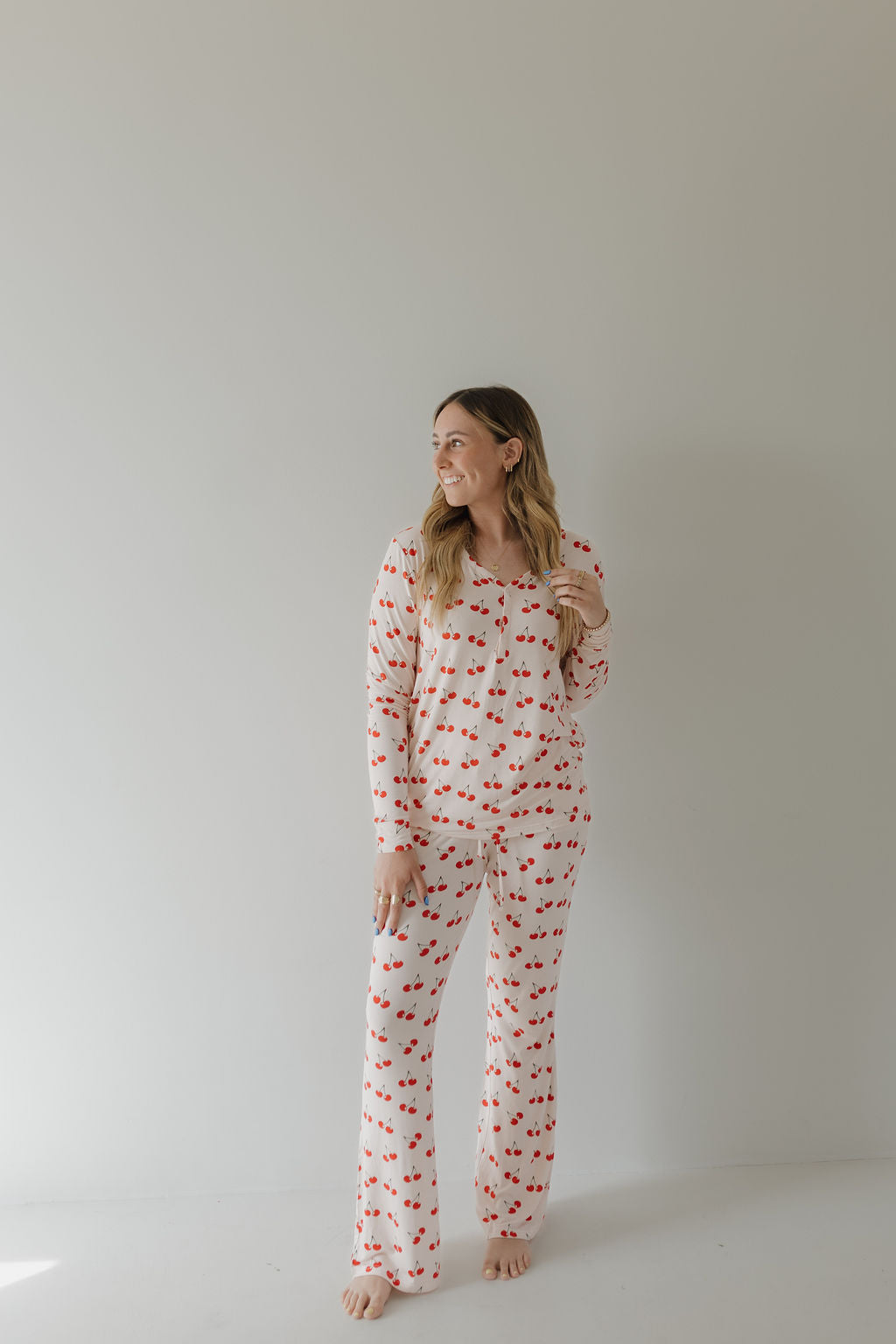 Women's Long Sleeve Bamboo Pajama | Cherry Orchard