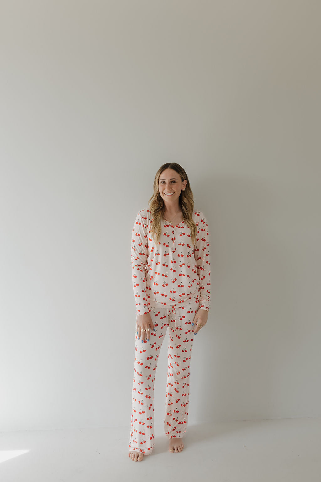 Women's Long Sleeve Bamboo Pajama | Cherry Orchard
