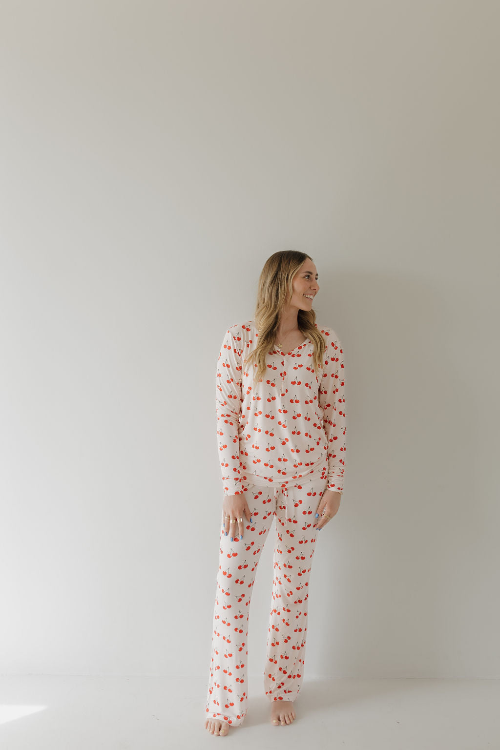 Women's Long Sleeve Bamboo Pajama | Cherry Orchard