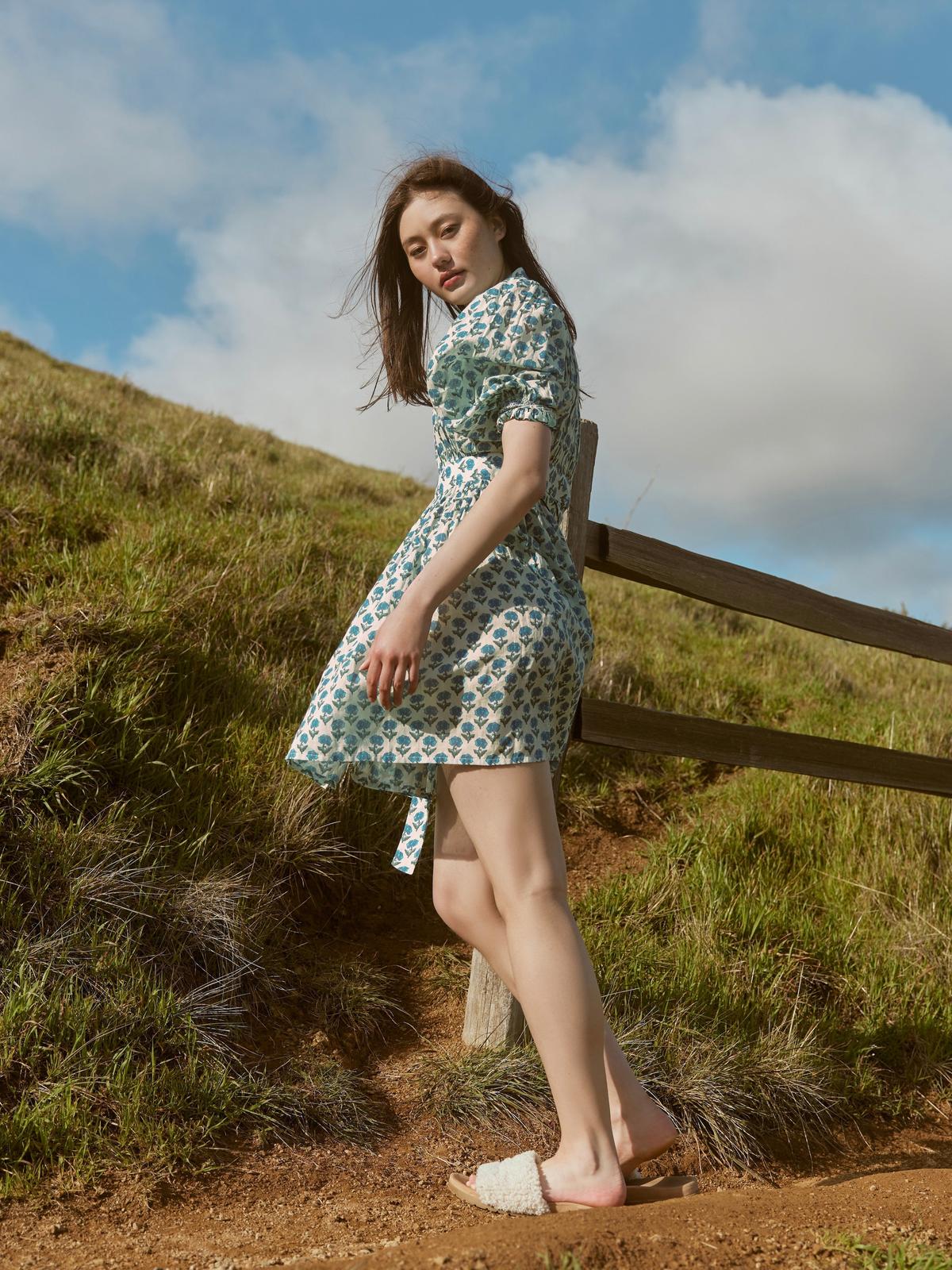Sophia Mini Robe - Ivory & Blue Bell