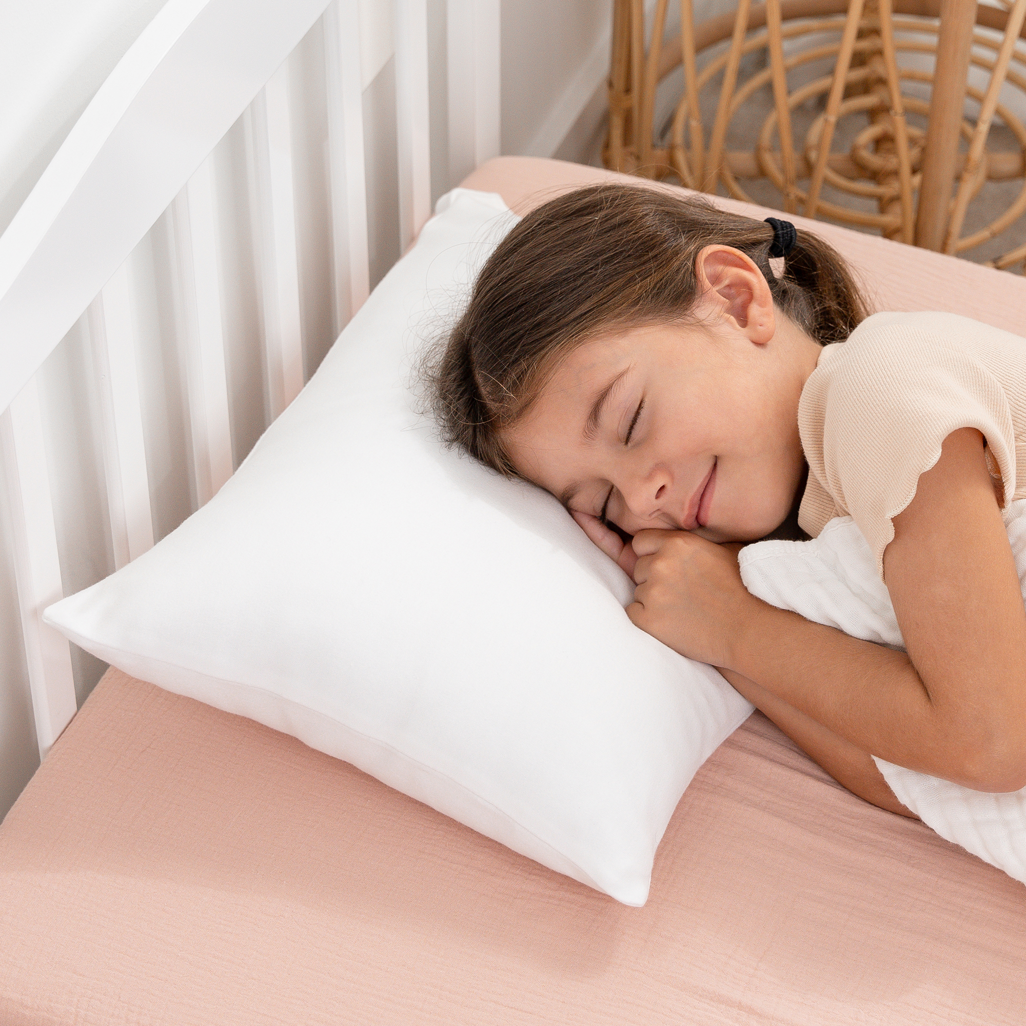 Toddler Pillows with Soft Cotton Pillow Case in White