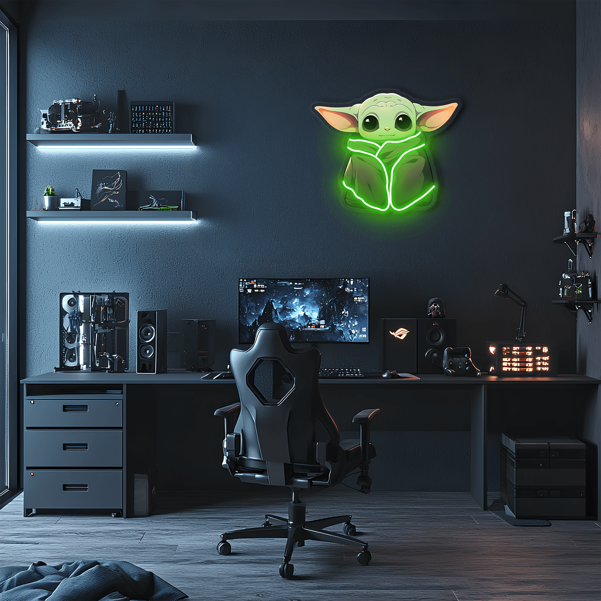 Yoda Neon Sign, Uv Print Neon, Start Wars Wall Decor, Yoda Uv Print Neon Sign,Neon Light,Neon Wall Art, Neon Sign,Neon Light Sign,Neon Gifts