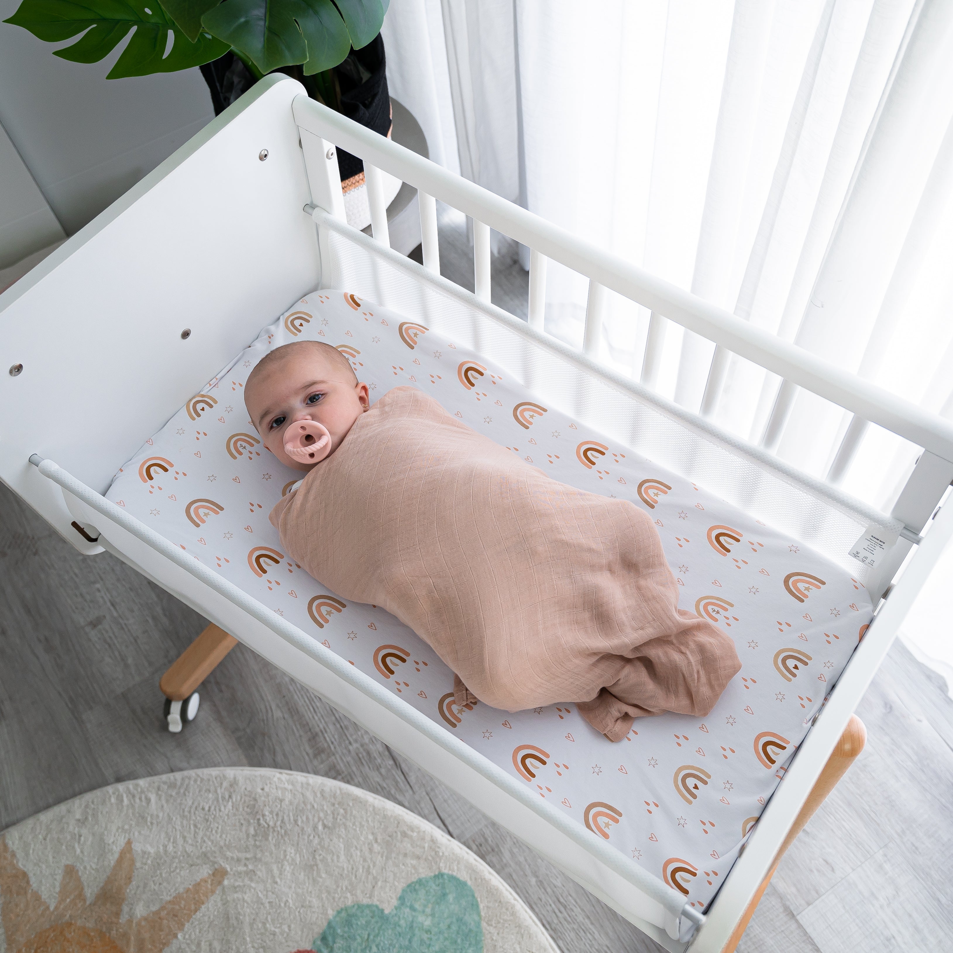 Muslin Swaddle Blanket in Sage & Blush, 2 Pack