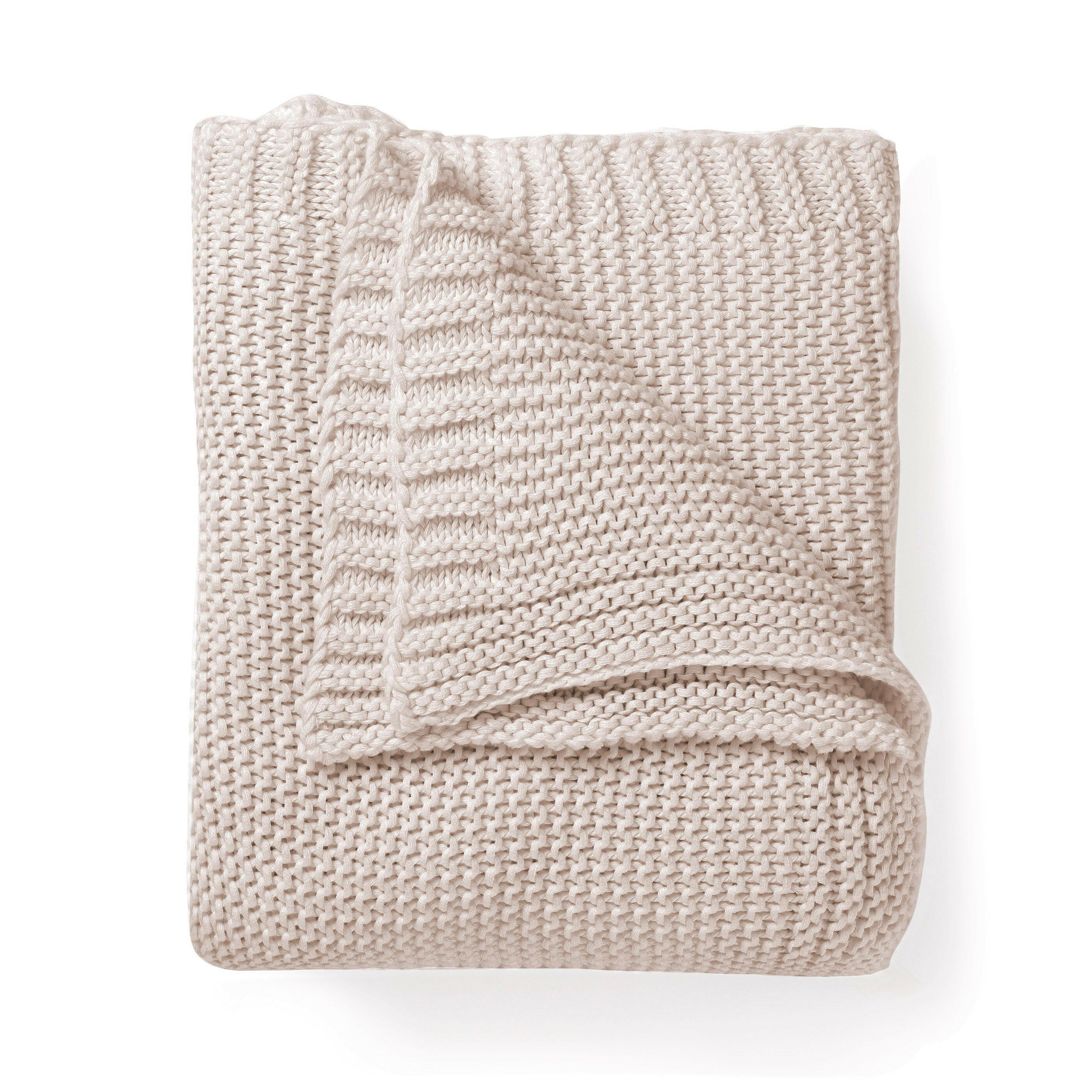 Organic Throw Blanket Chunky Knit - Nora Shell Throw Blanket Makemake Organics
