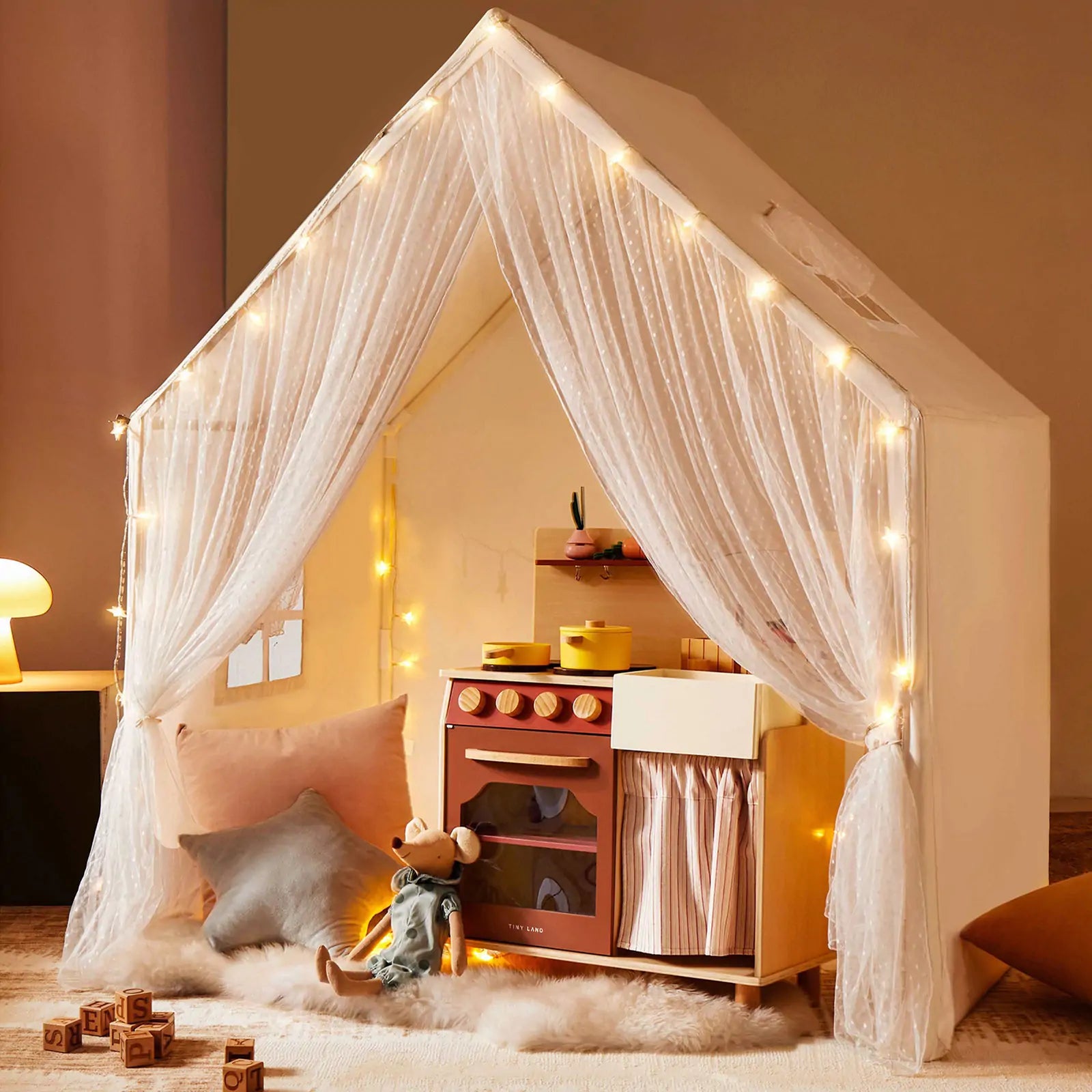 Tiny Land® Kids Tent – Large Cozy Tent with Star Lights