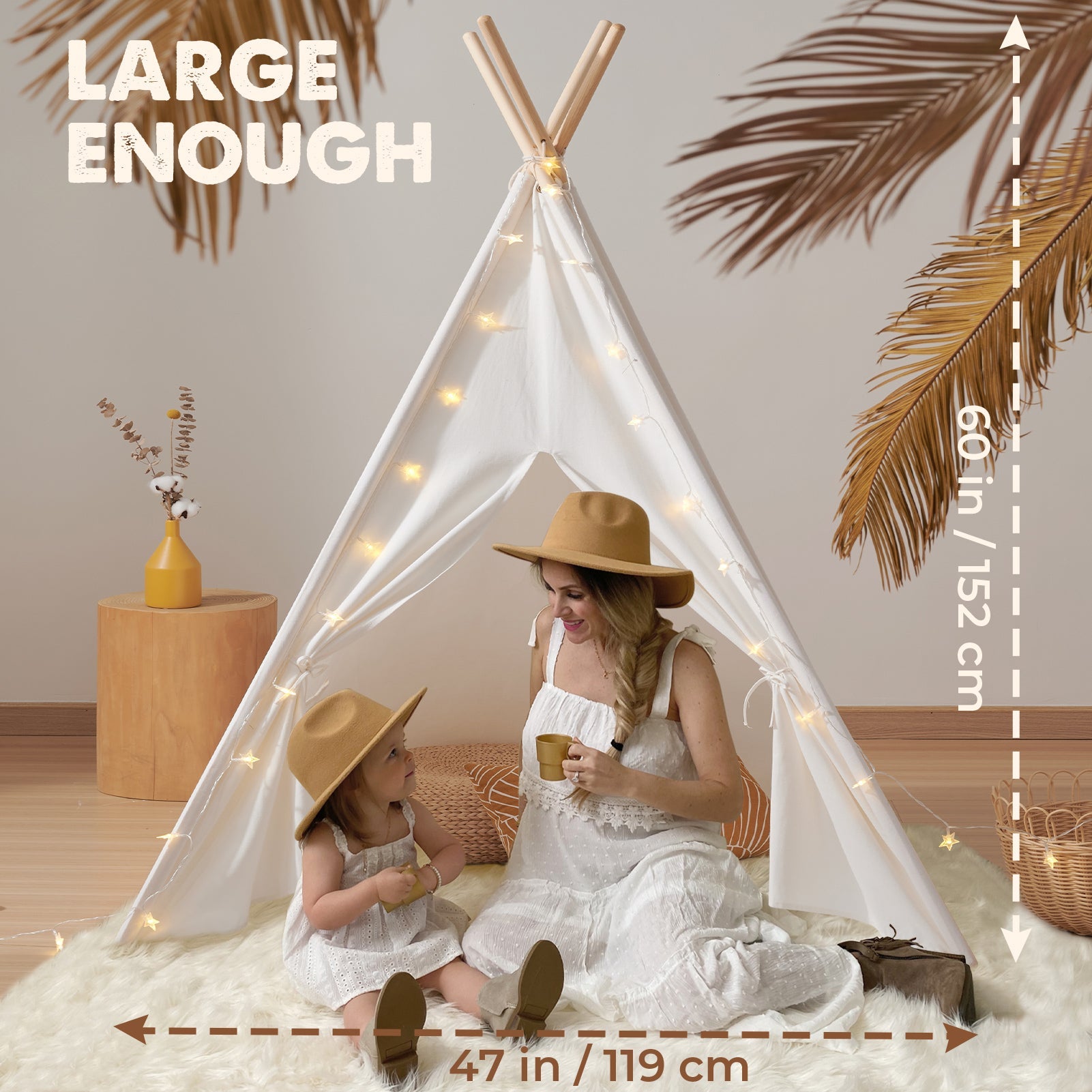 Tiny Land® Teepee Tent for Kids with Mat – Indoor Play Tent with Floor Mat