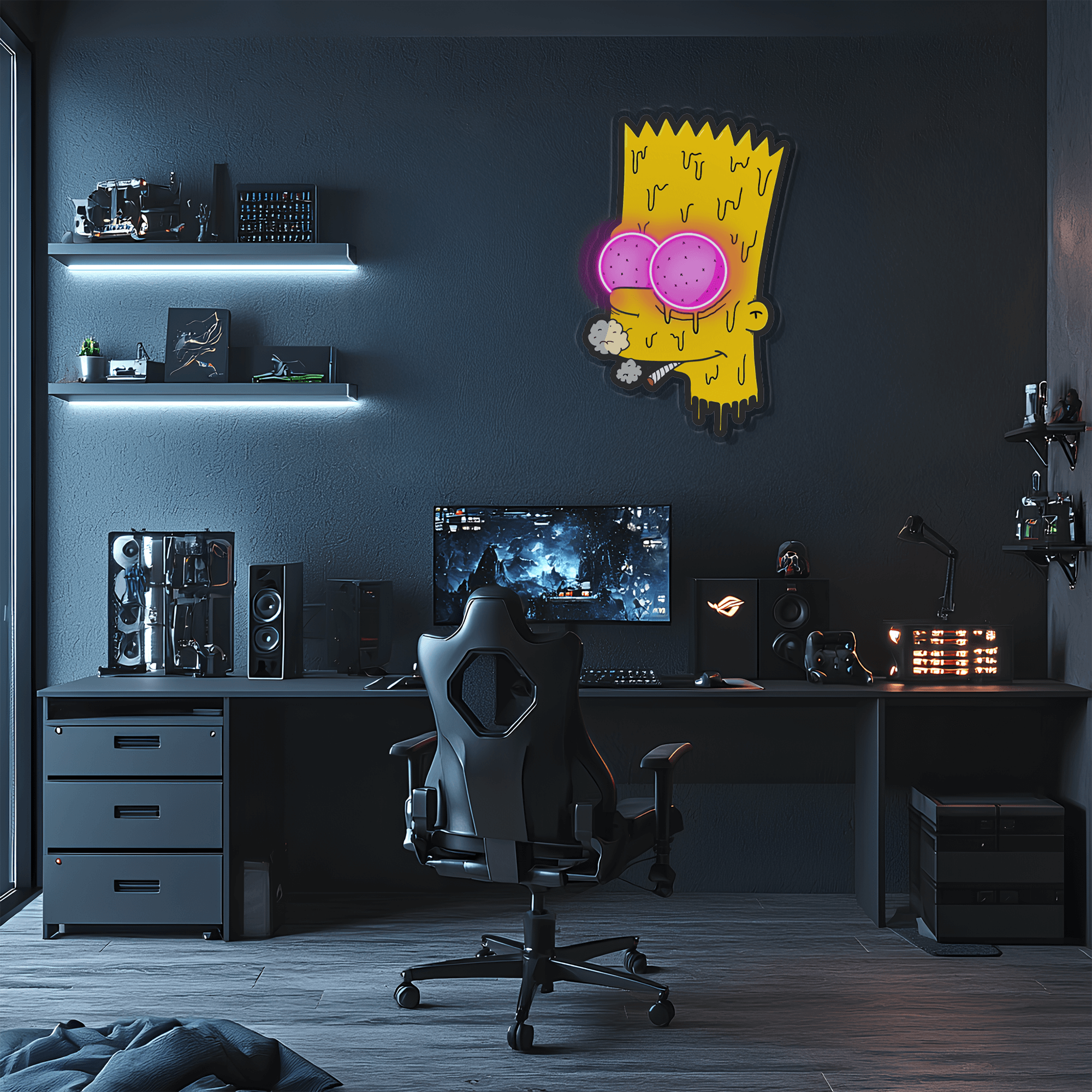 Bart Simpson Plexiglass Neon Art, Simpson Neon Sign, Neon Light Sign, Neon Wall Art, Neon Sign, Neon Light Sign, Neon Gifts, Gamer Gifts