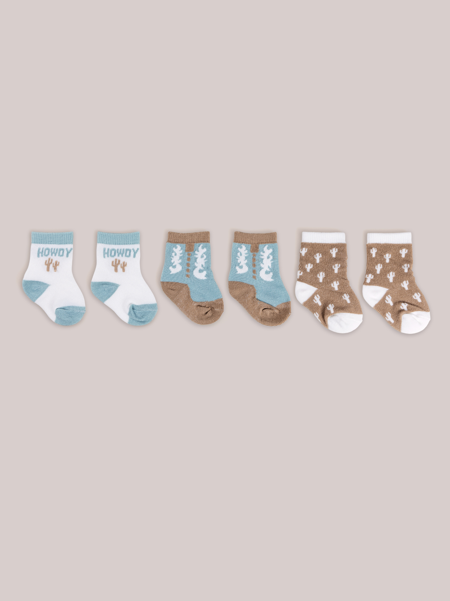 3-Pack Soft Durable Baby Socks Set - Howdy Partner Blue